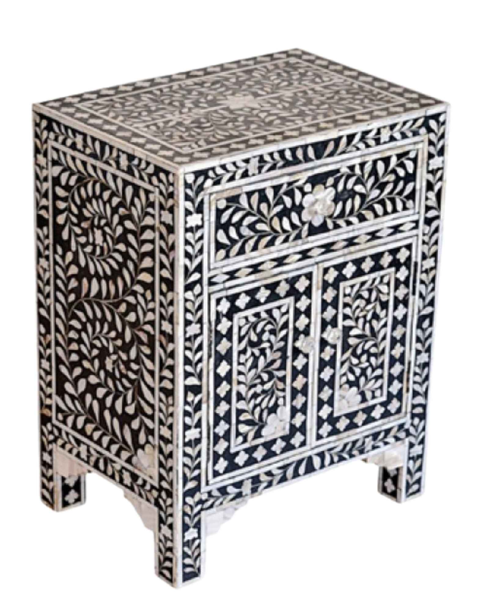 Iris Side Drawer - Black & White Mother of Pearl - Tabeer Homes