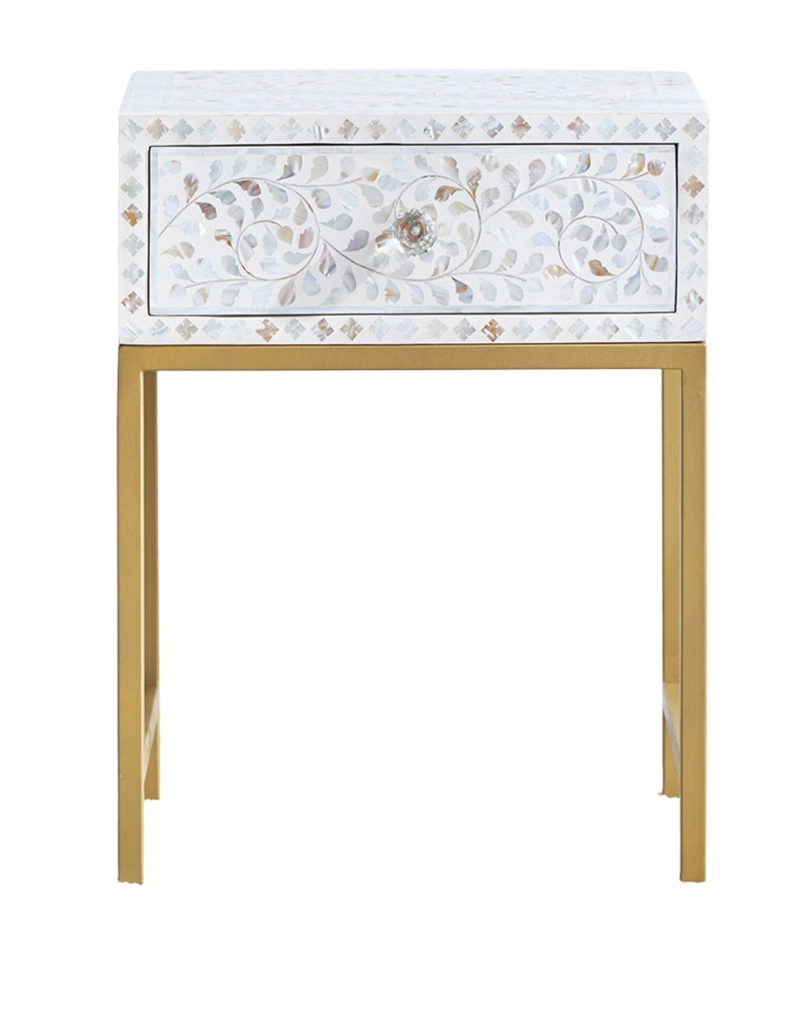 Iris Side Drawer - White Mother of Pearl - Tabeer Homes