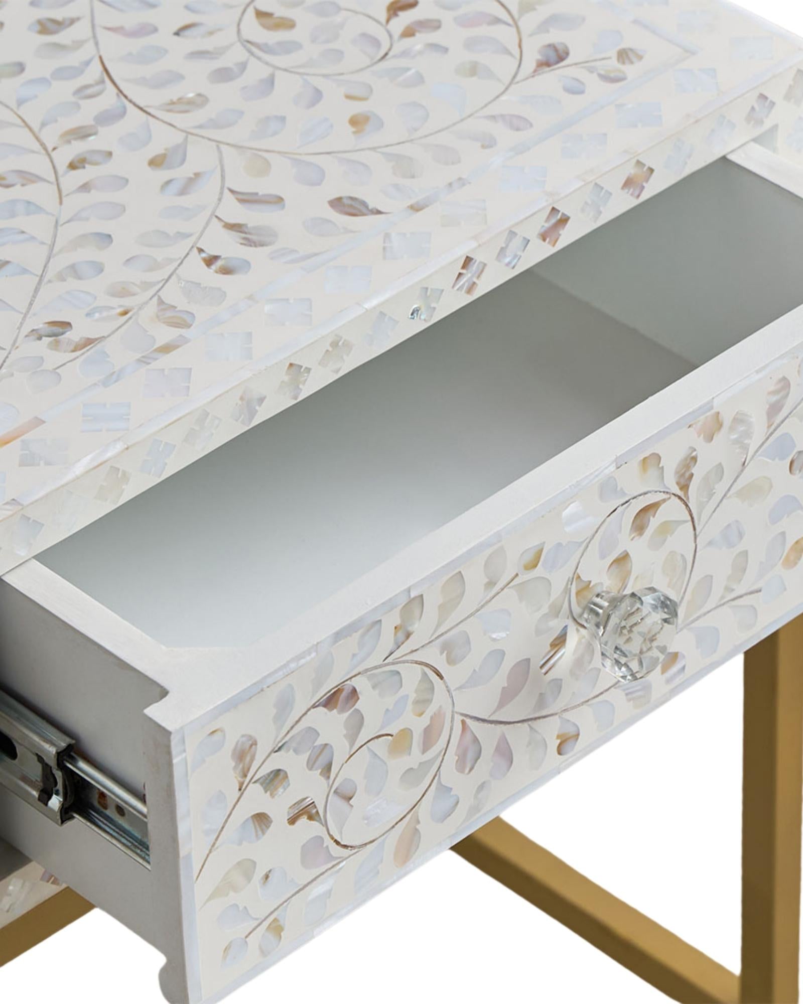 Iris Side Drawer - White Mother of Pearl - Tabeer Homes