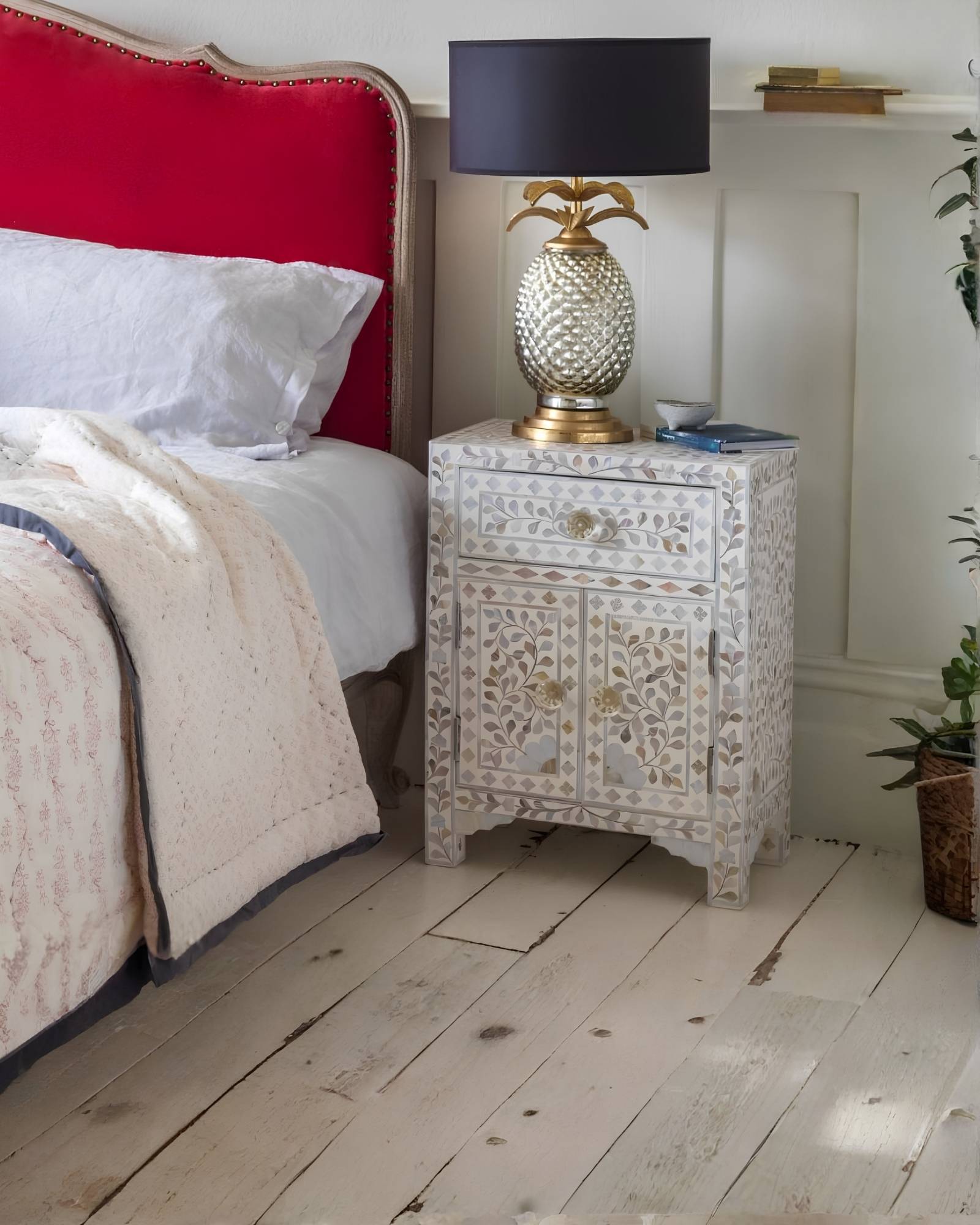 Iris Side Drawer - White Mother of Pearl - Tabeer Homes