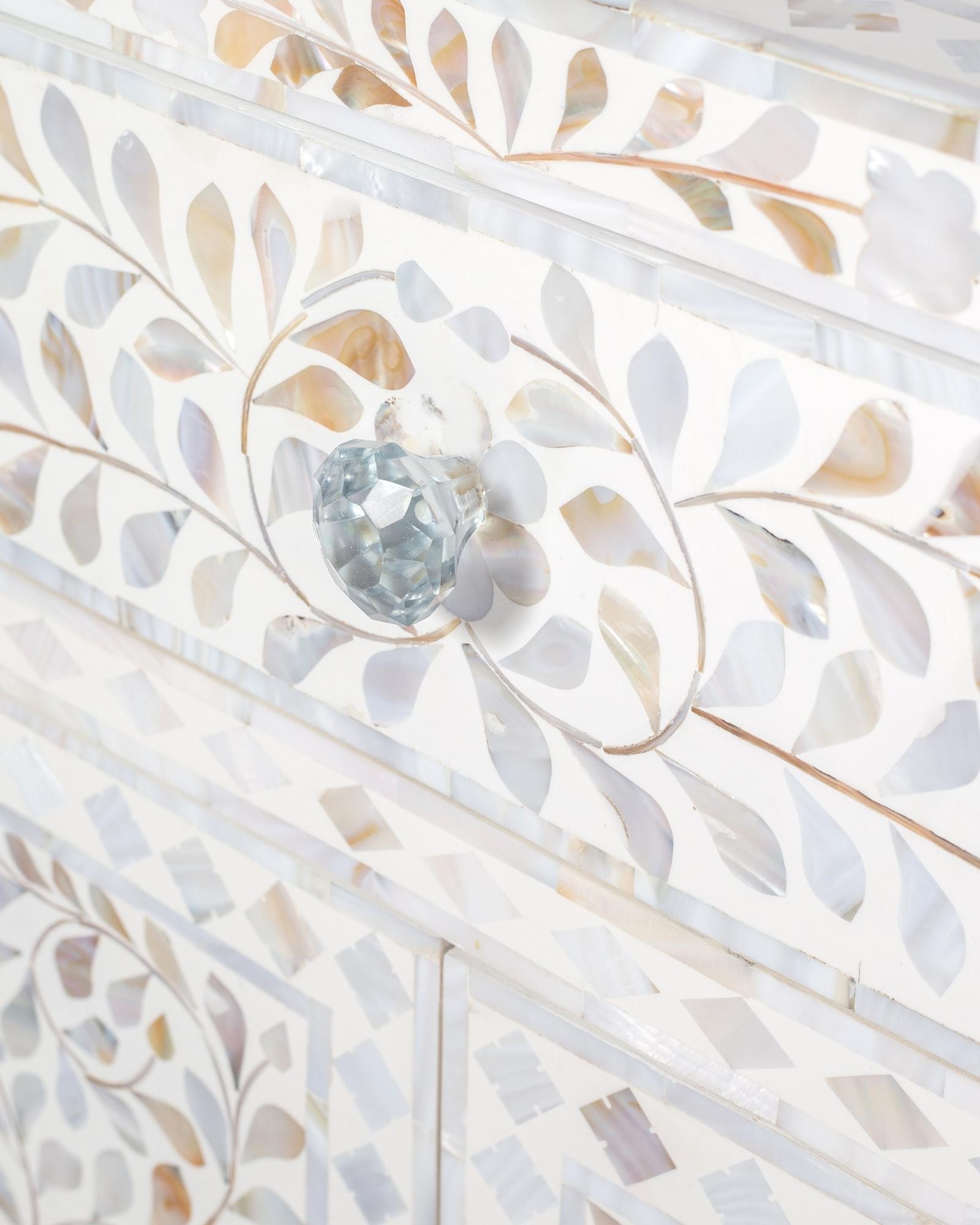 Iris Side Drawer - White Mother of Pearl - Tabeer Homes