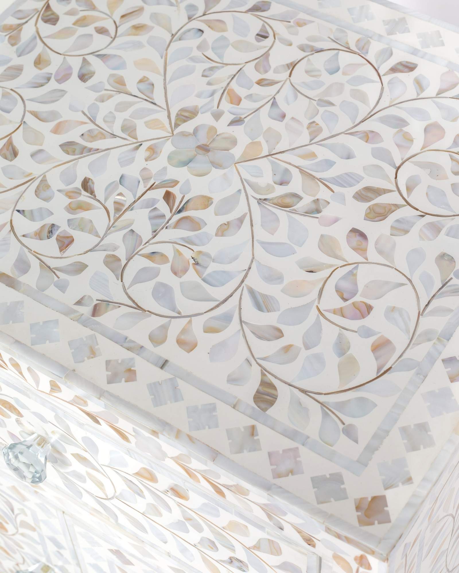 Iris Side Drawer - White Mother of Pearl - Tabeer Homes