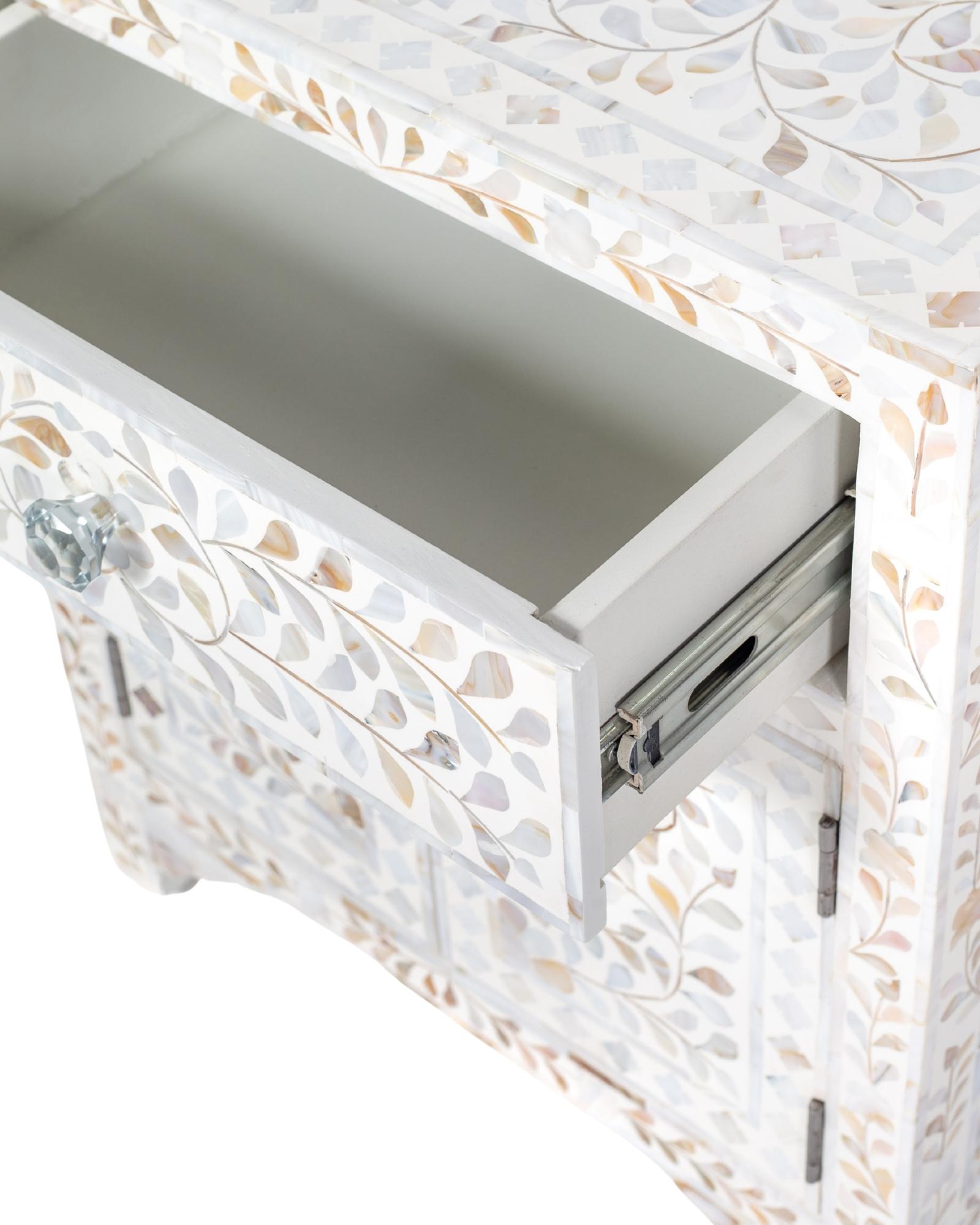 Iris Side Drawer - White Mother of Pearl - Tabeer Homes