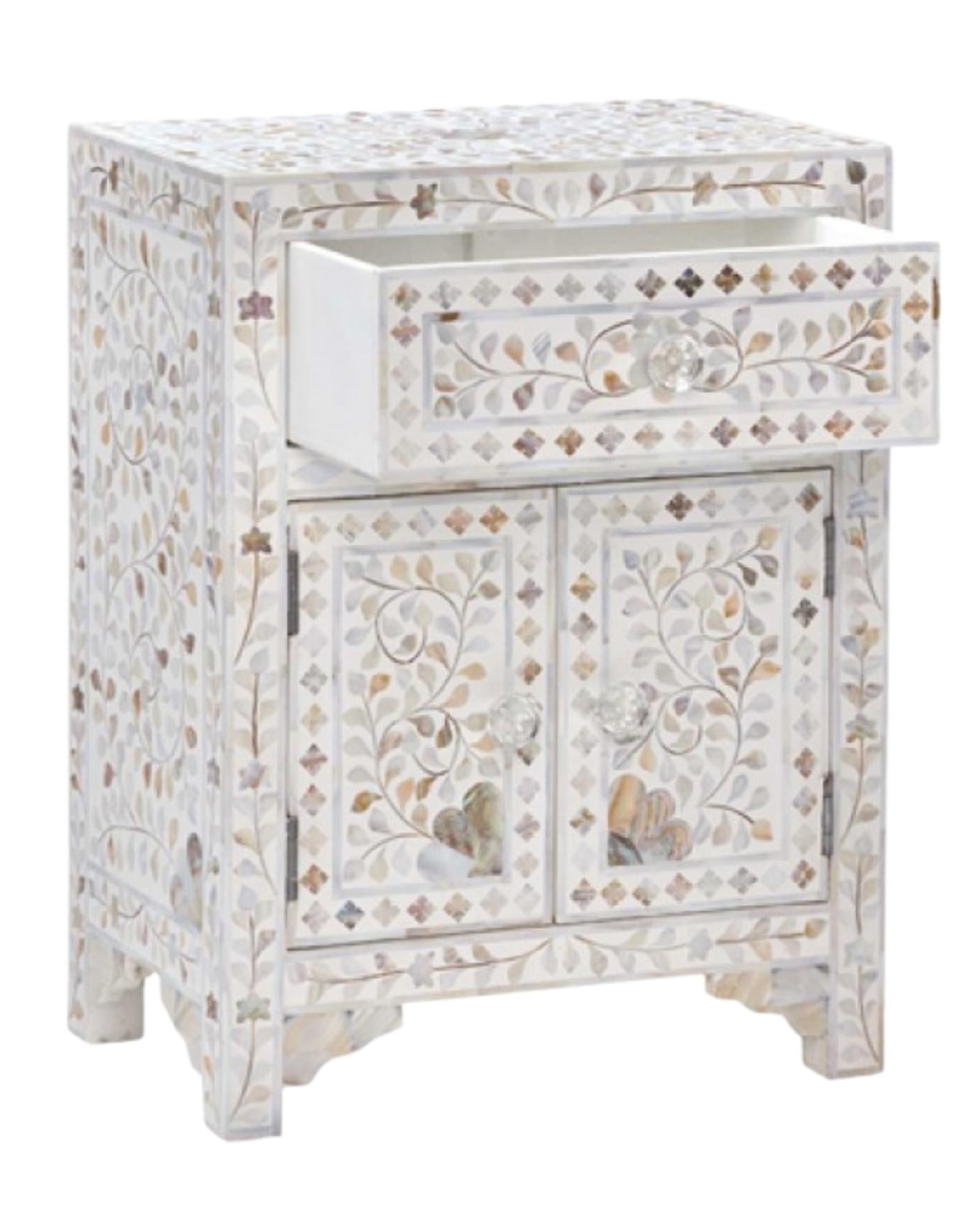 Iris Side Drawer - White Mother of Pearl - Tabeer Homes