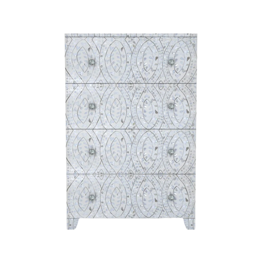 Mother of Pearl Chest of Drawer in White