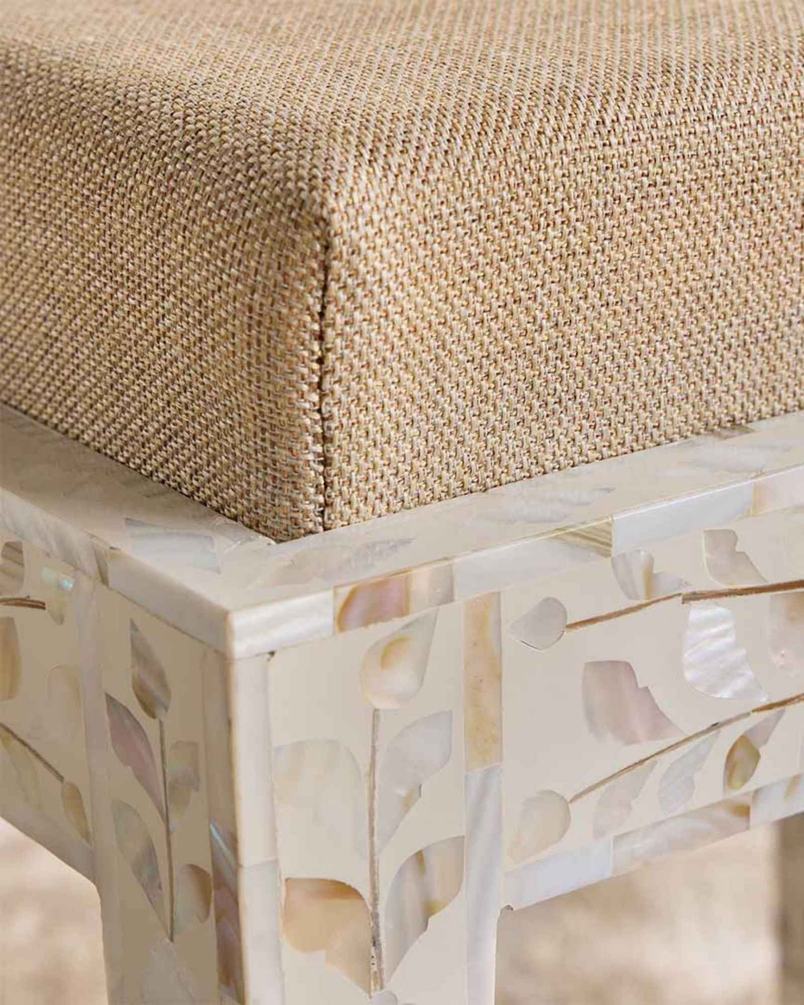 Iris Dresser Console & Stool - White Mother of Pearl - Tabeer Homes