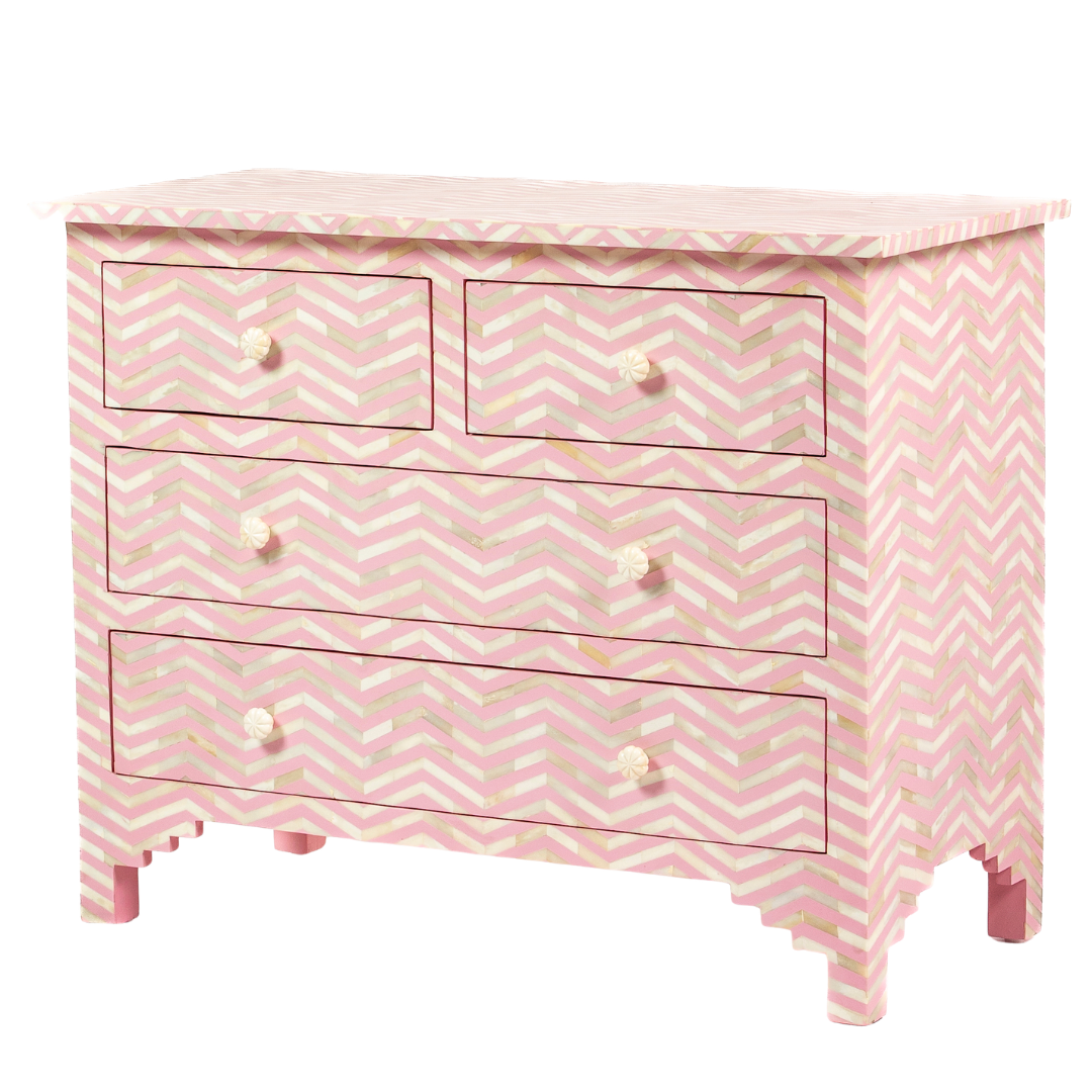 Isra Chest of Drawers - Pink Bone Inlay - Tabeer Homes