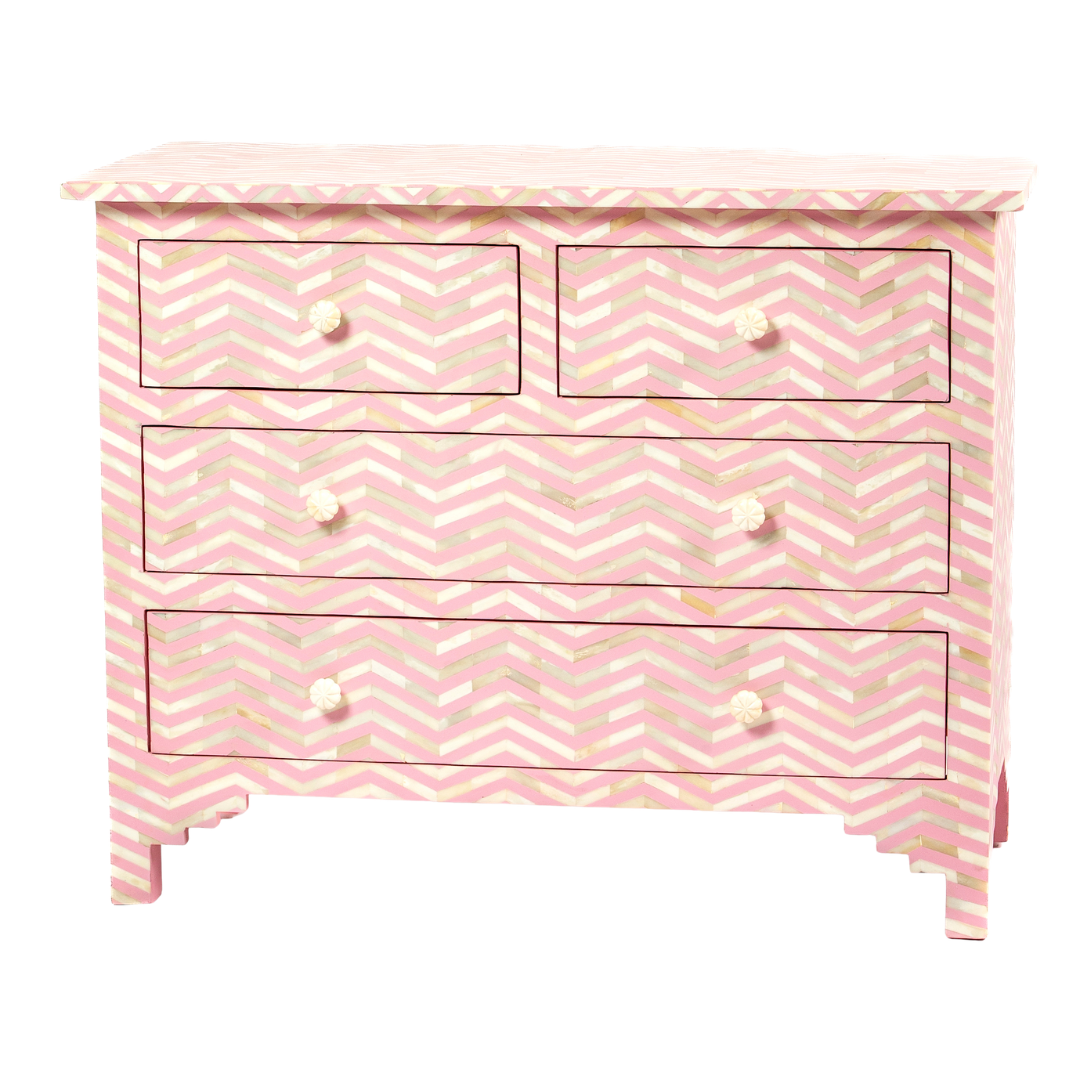 Isra Chest of Drawers - Pink Bone Inlay - Tabeer Homes