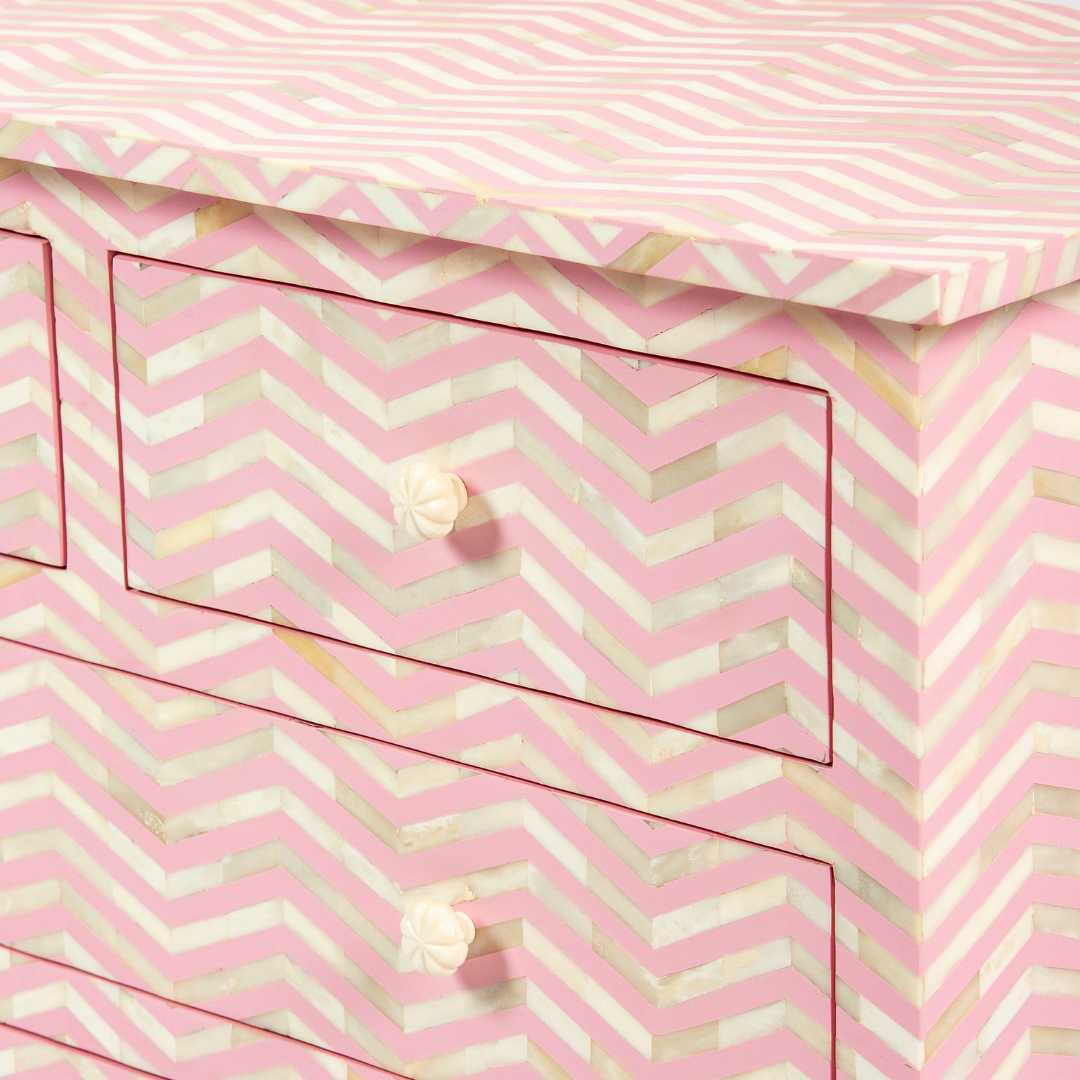 Isra Chest of Drawers - Pink Bone Inlay - Tabeer Homes