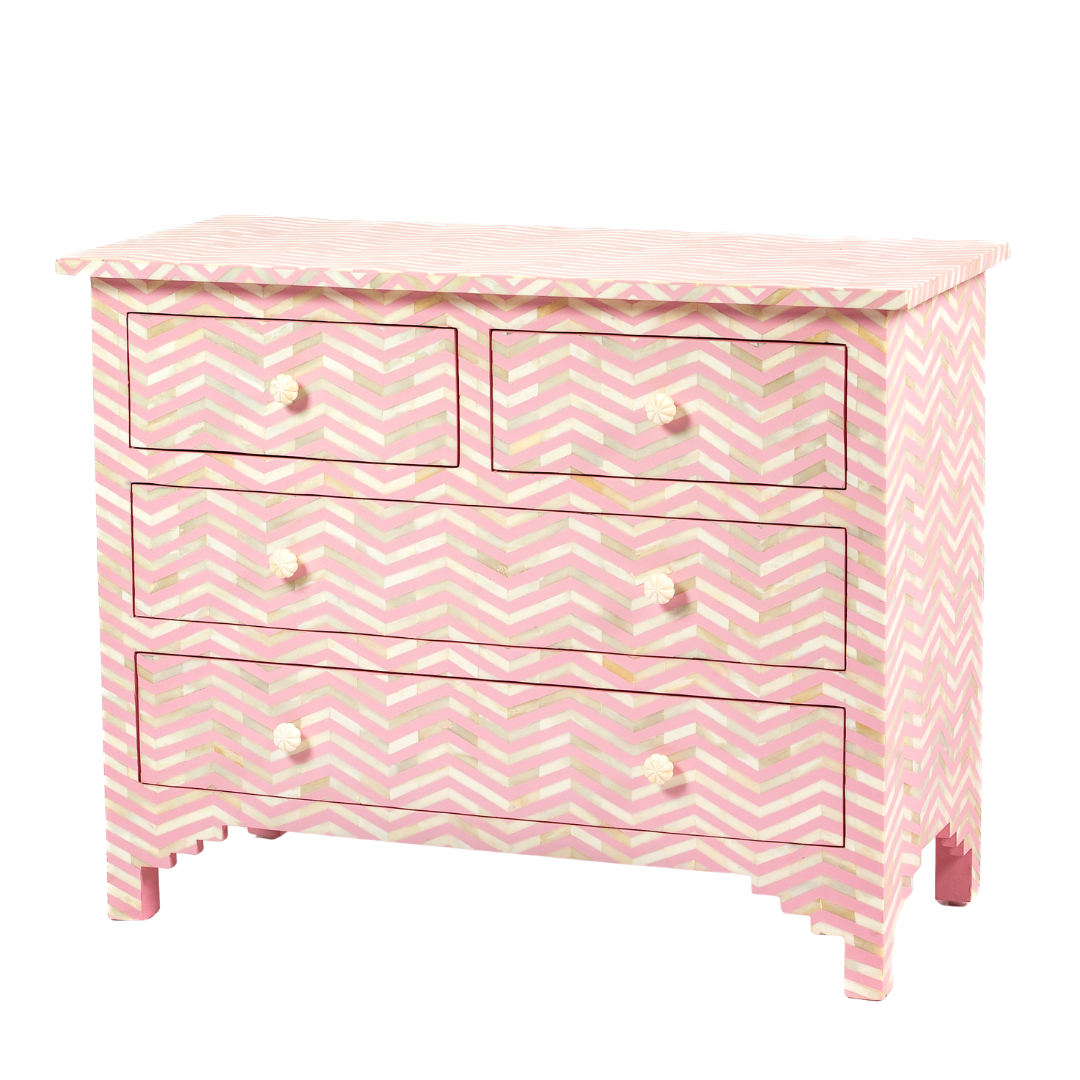 Isra Chest of Drawers - Pink Bone Inlay - Tabeer Homes