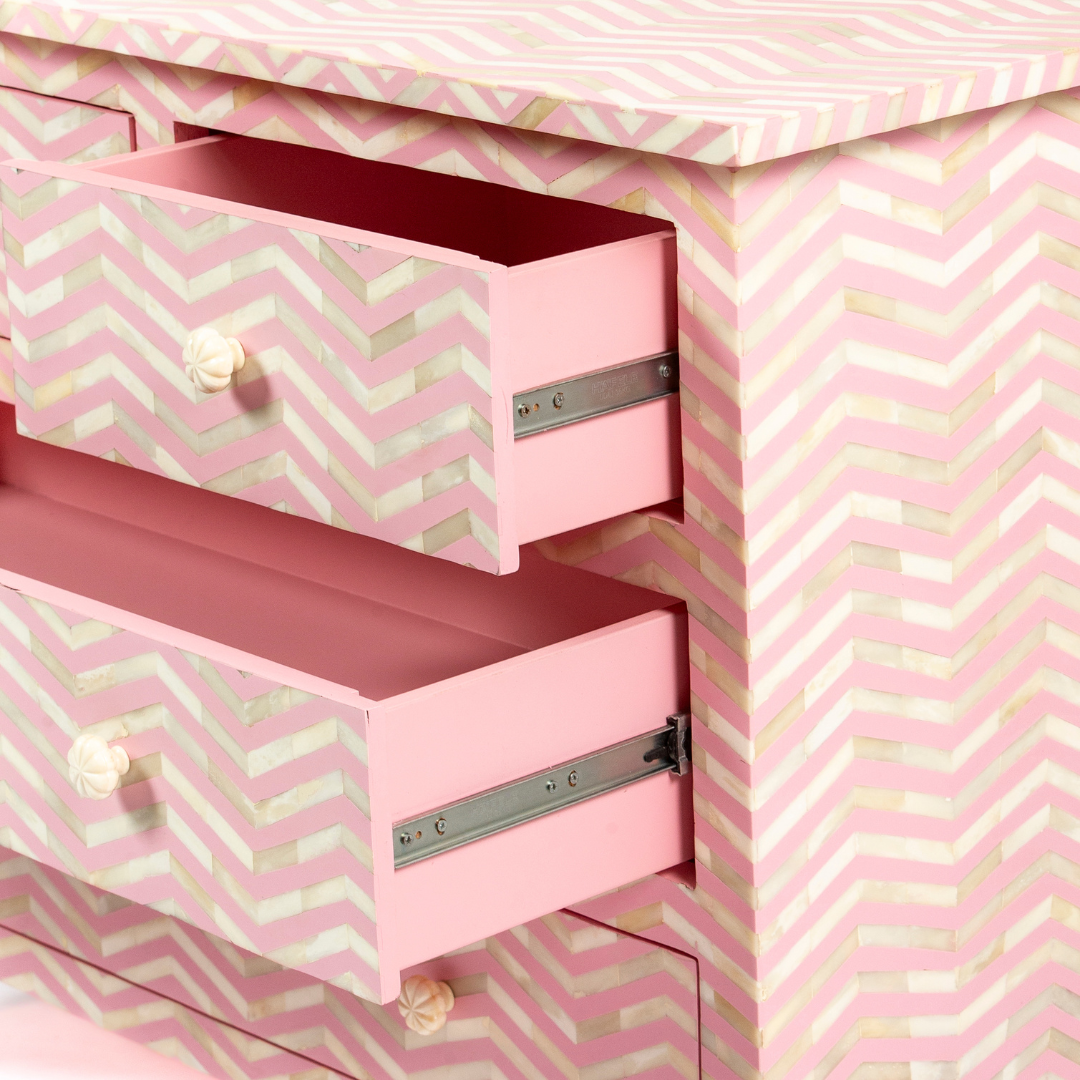 Isra Chest of Drawers - Pink Bone Inlay - Tabeer Homes