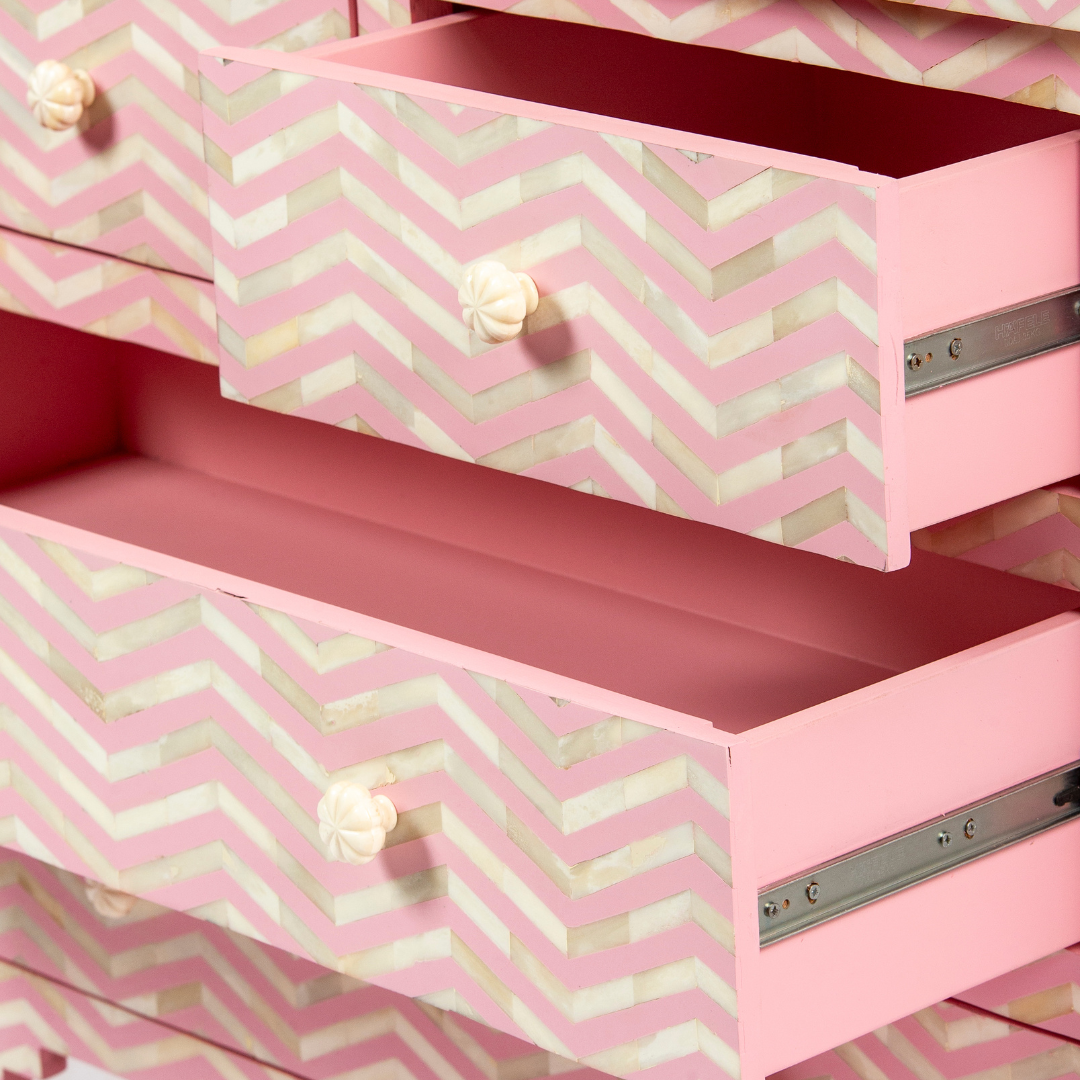 Isra Chest of Drawers - Pink Bone Inlay - Tabeer Homes