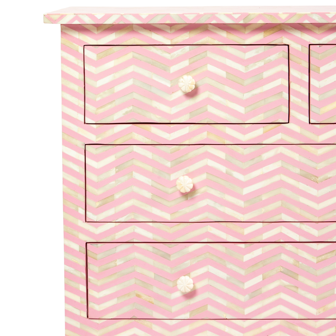 Isra Chest of Drawers - Pink Bone Inlay - Tabeer Homes