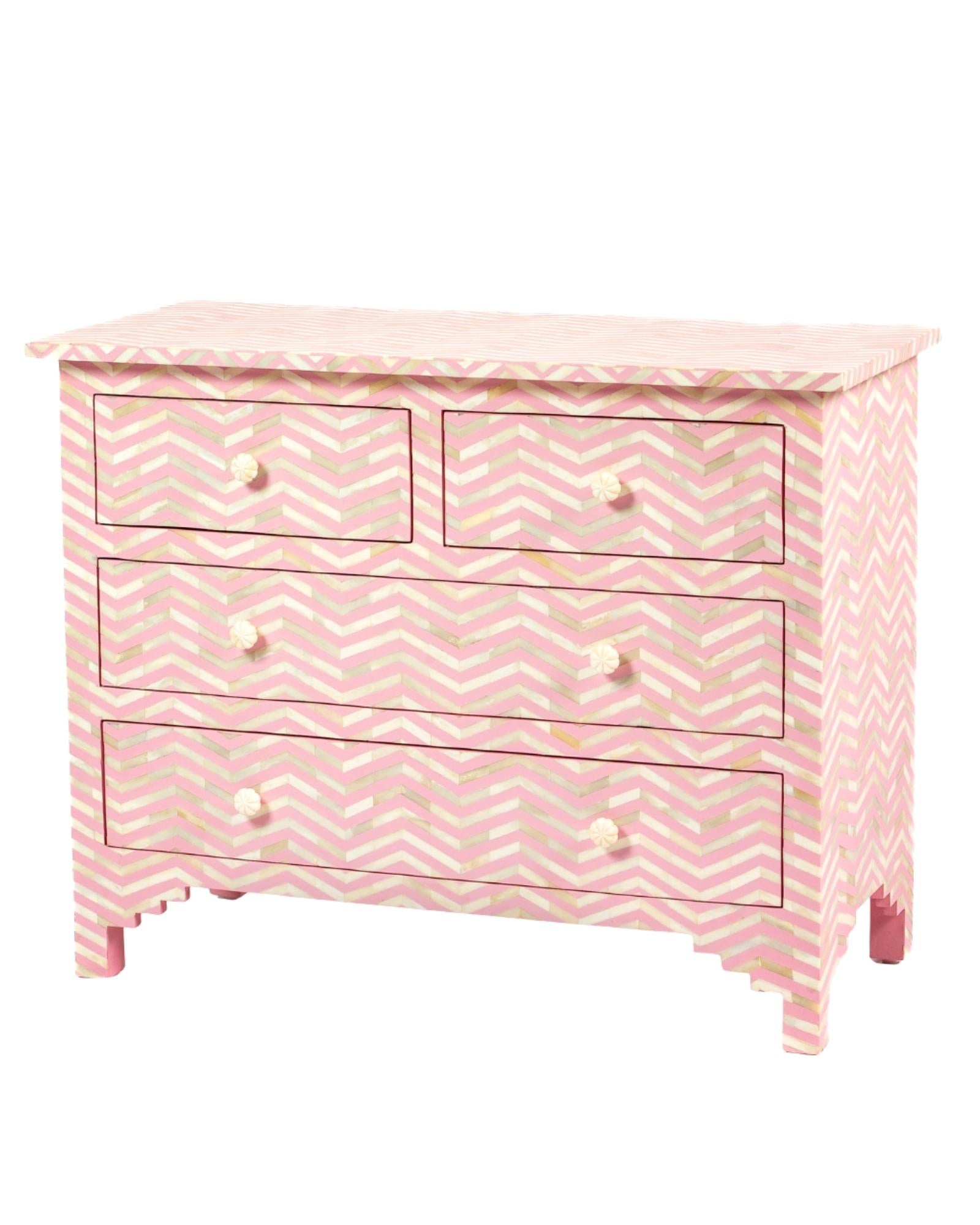Isra Chest of Drawers - Pink Bone Inlay - Tabeer Homes