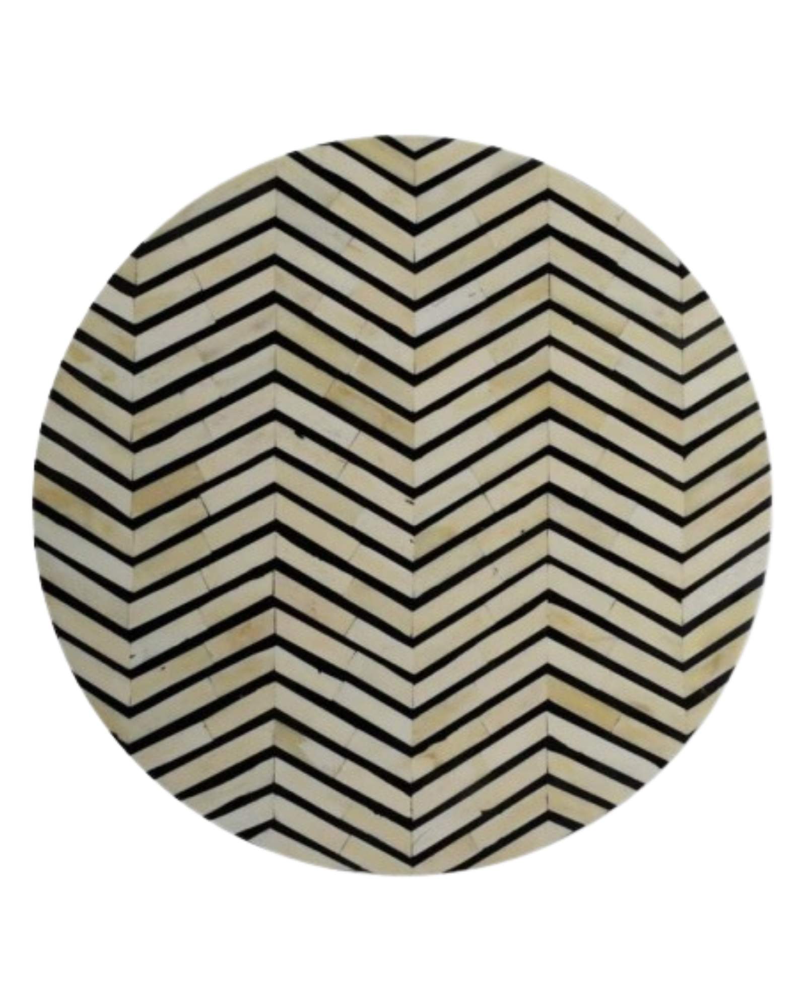 Isra Round Side Table - Black & White Bone Inlay - Tabeer Homes