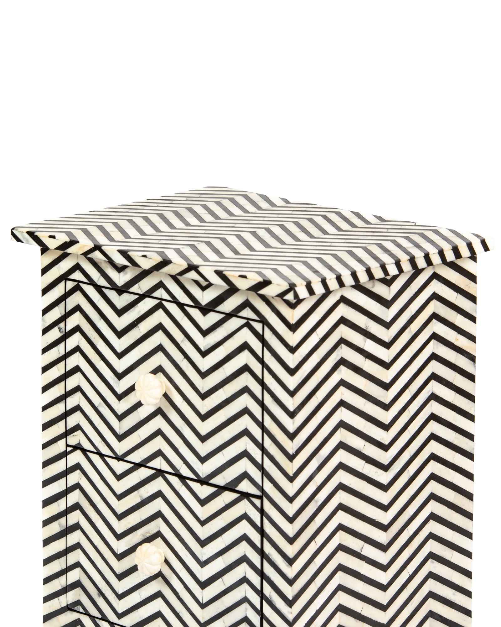Isra Side Drawer - Black & White Bone Inlay - Tabeer Homes.