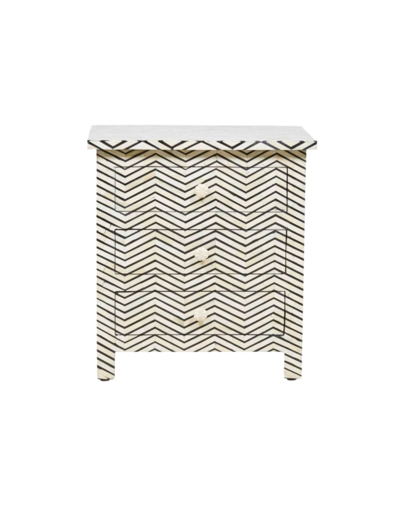Isra Side Drawer - Black & White Bone Inlay - Tabeer Homes