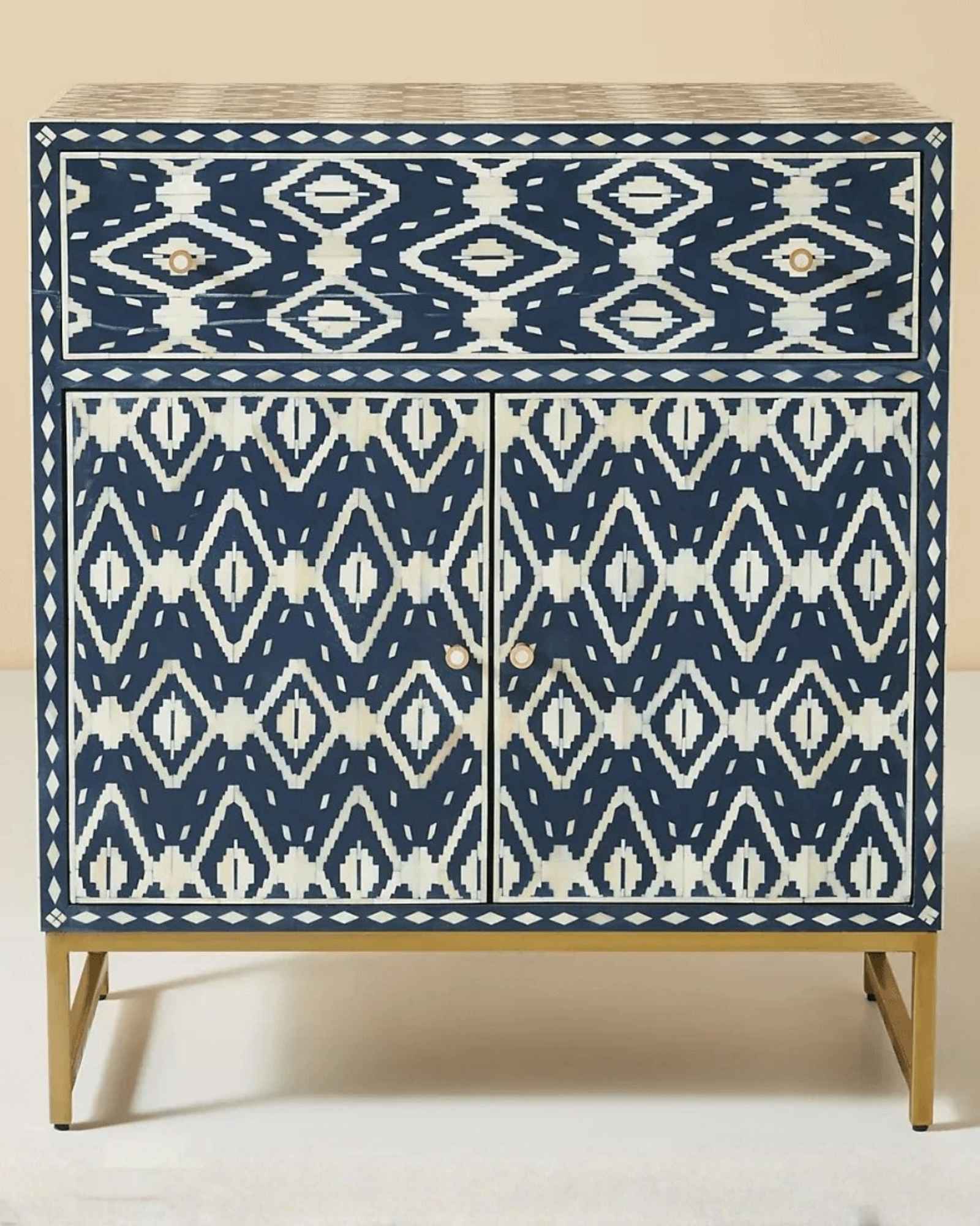 Jade Cabinet - Blue & White Bone Inlay - Tabeer Homes