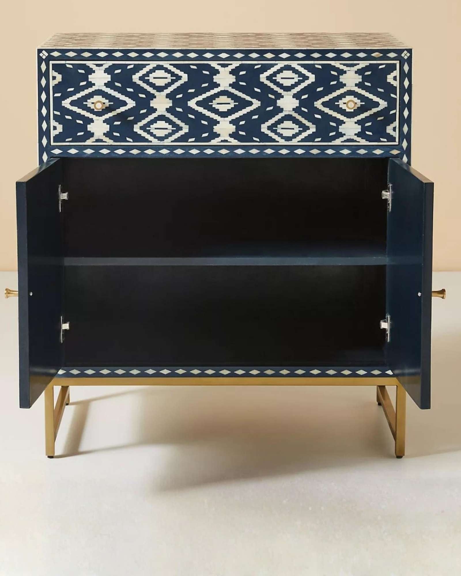 Jade Cabinet - Blue & White Bone Inlay - Tabeer Homes
