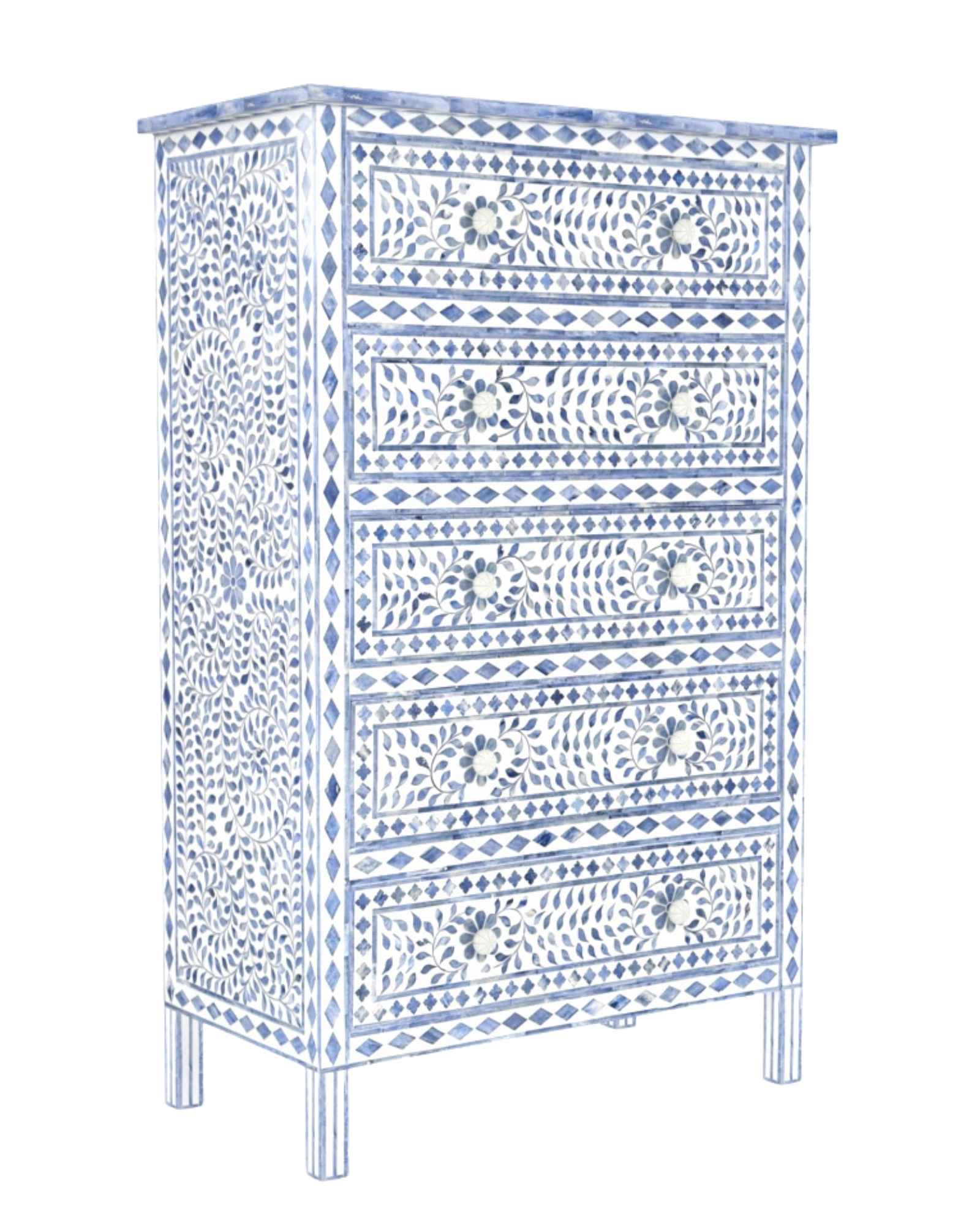 Jade Chest of Drawers - Blue Bone Inlay - Tabeer Homes