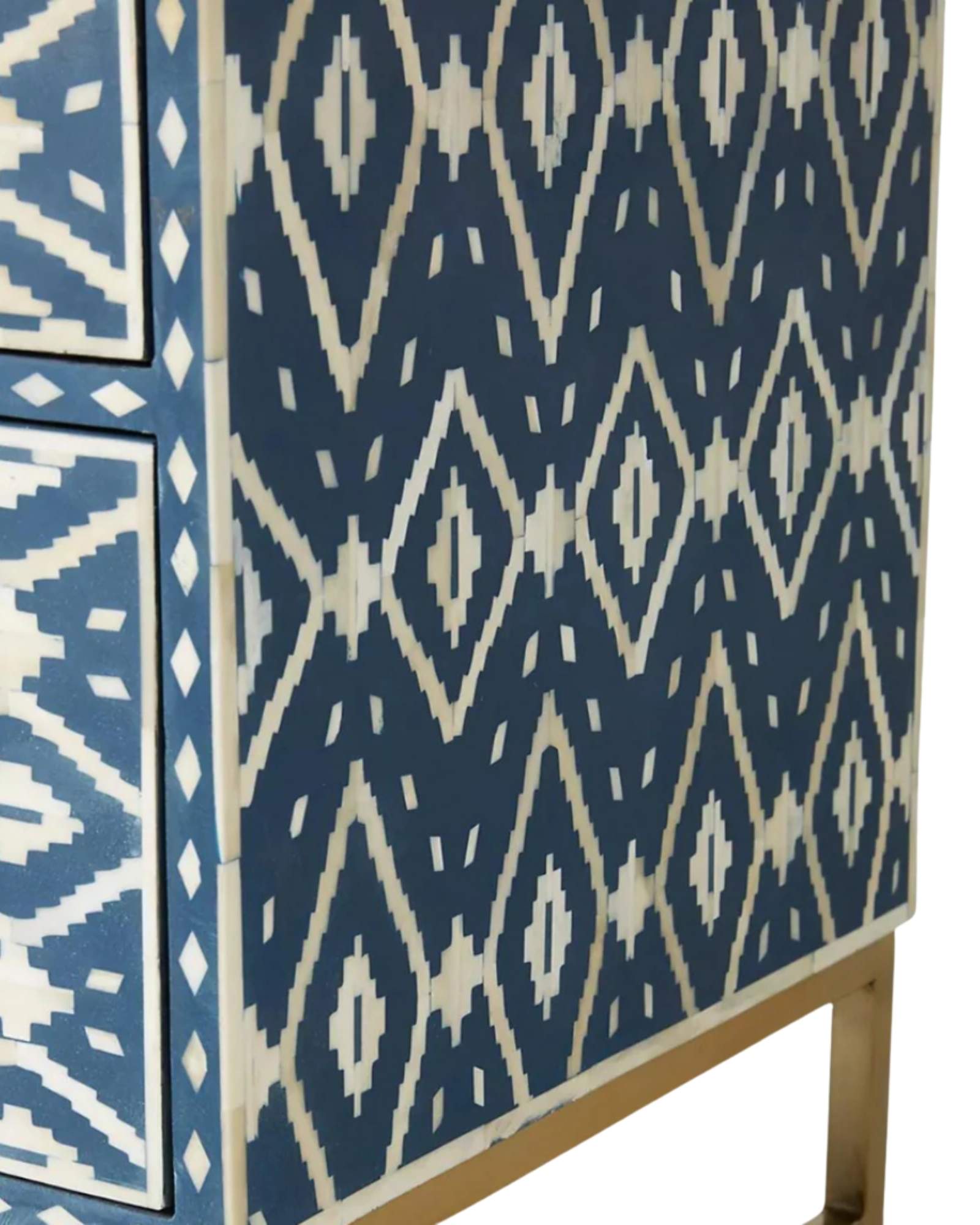 Jade Chest of Drawers - Blue and White Bone Inlay - Tabeer Homes