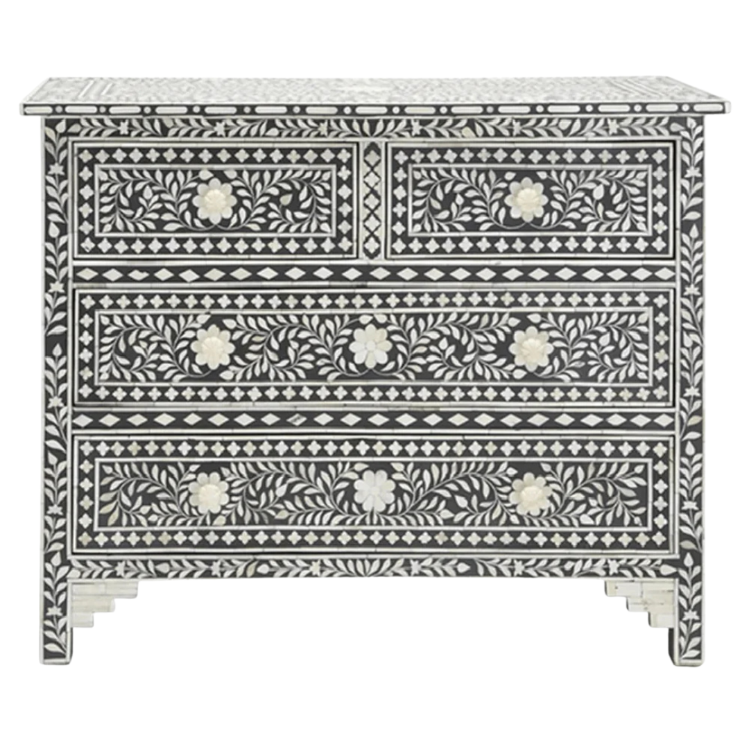 Jade Chest of Drawers - Black Bone Inlay - Tabeer Homes