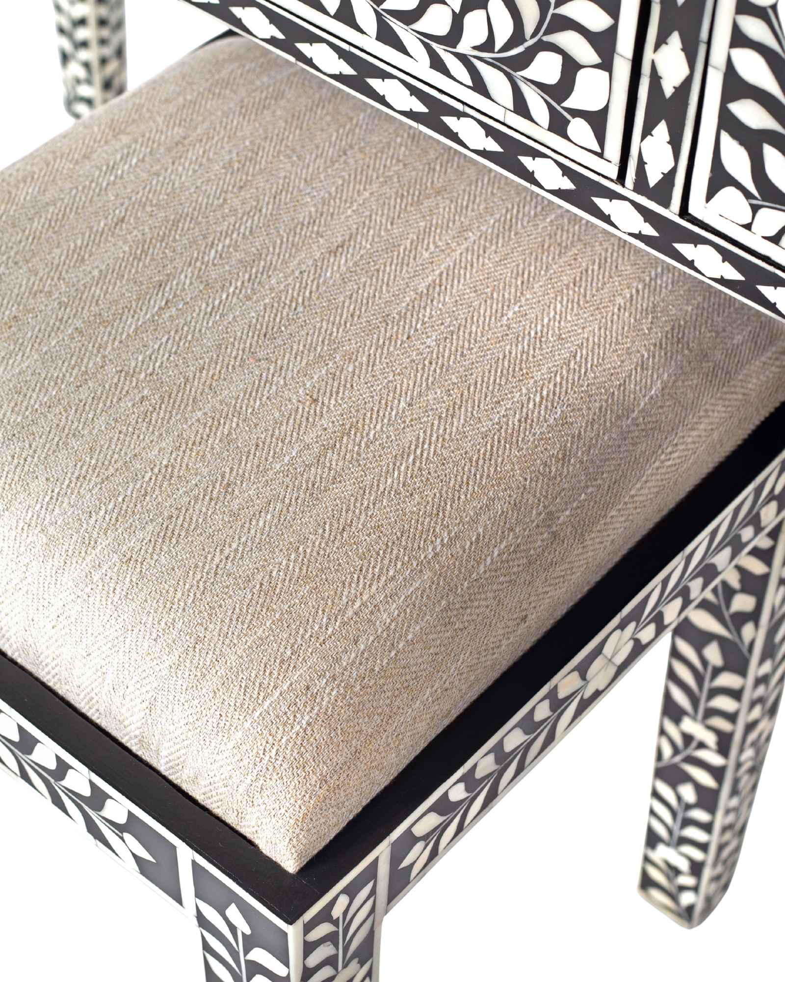 Handcrafted black bone inlay console table on mango wood, artisan-made heirloom by Tabeer Homes furniture.