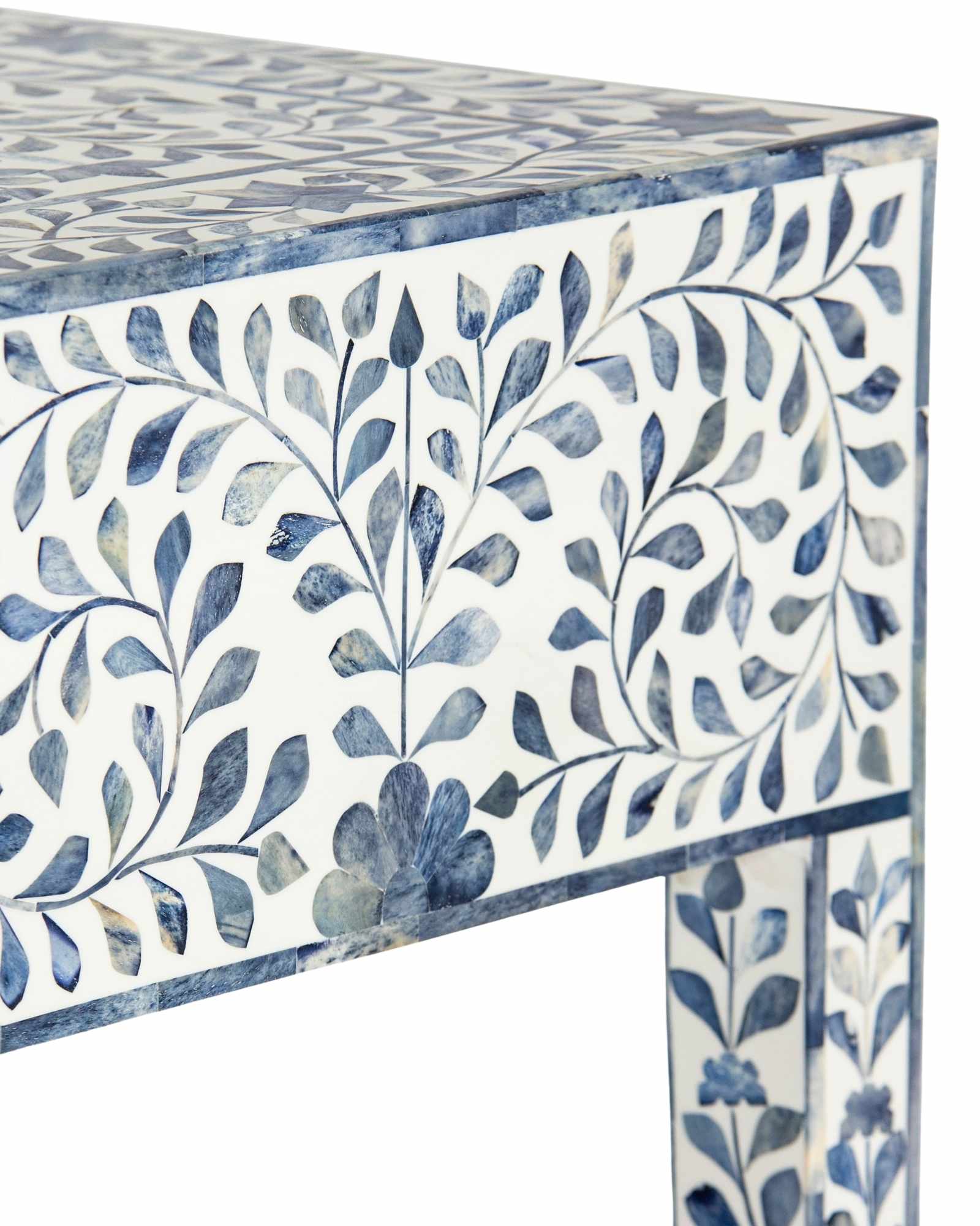 Jade Dresser Console & Stool - Blue Bone Inlay - Tabeer Homes