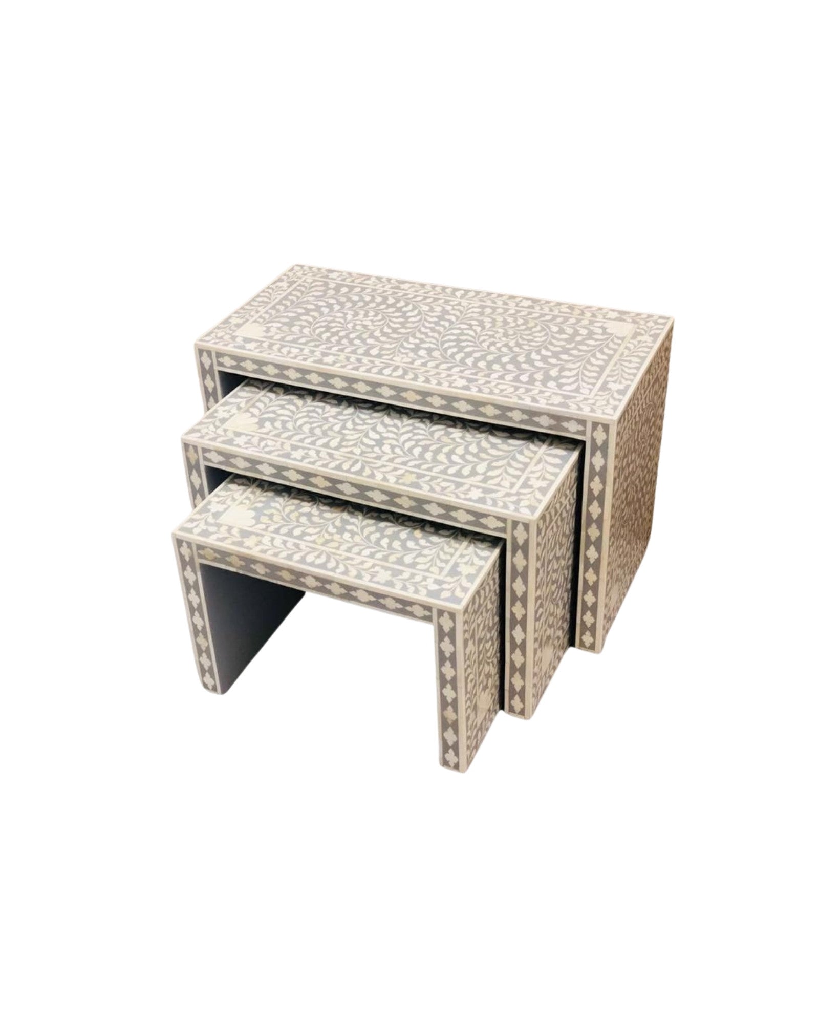Jade Nesting Side Table - Grey Bone Inlay - Tabeer Homes