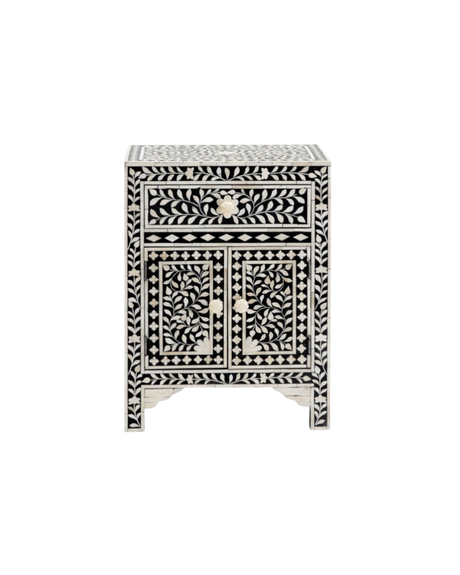 Jade Side Drawer - Black & White Bone Inlay - Tabeer Homes