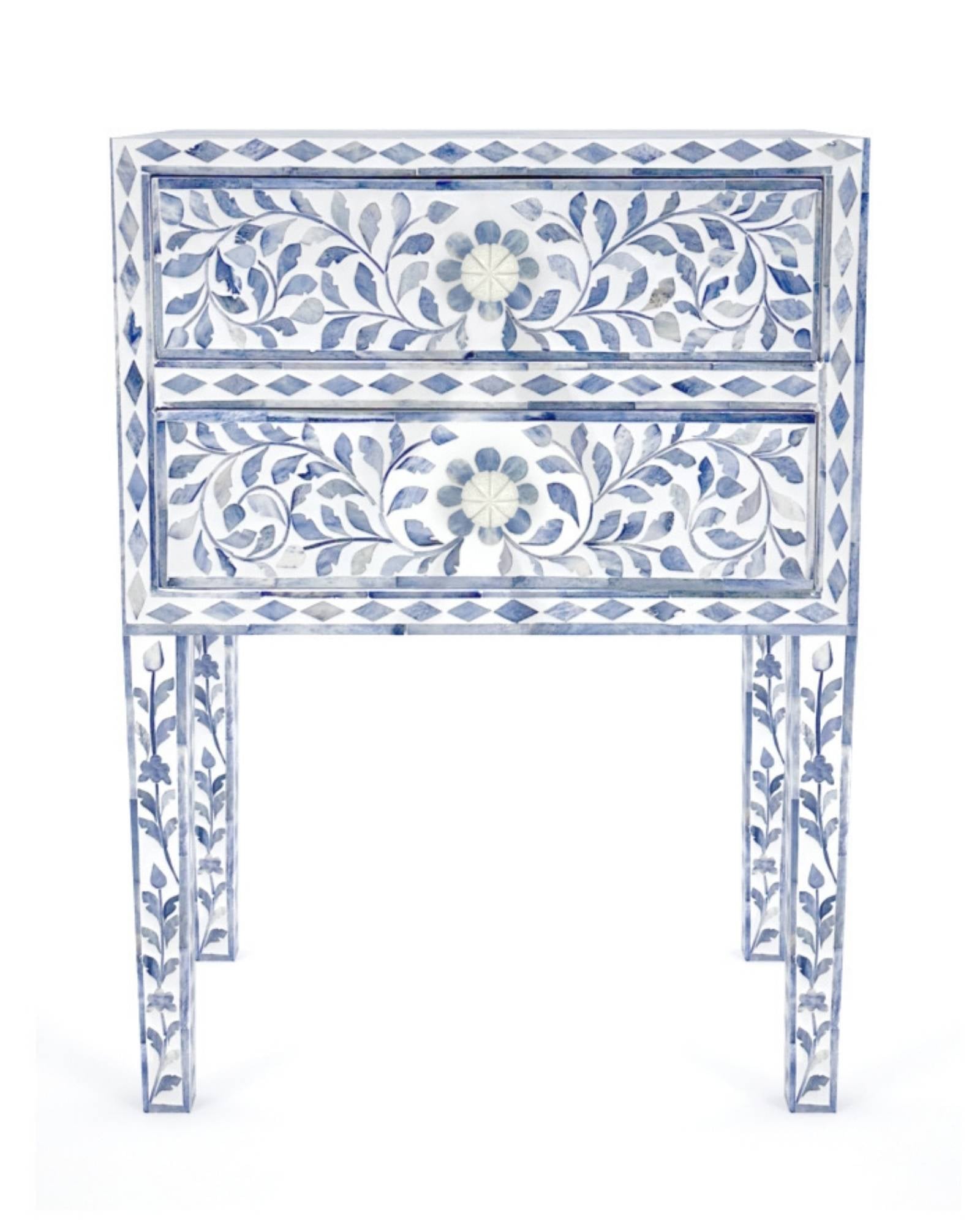 Jade Side Drawer - Blue Bone Inlay - Tabeer Homes