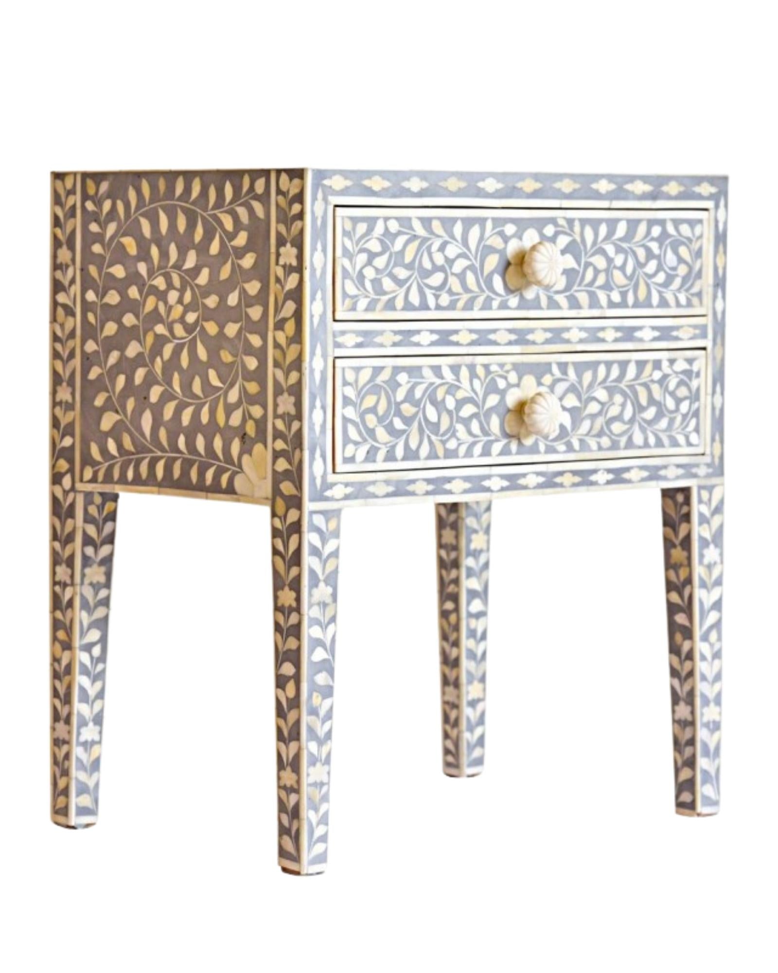 Jade Side Drawer - Grey Bone Inlay - Tabeer Homes