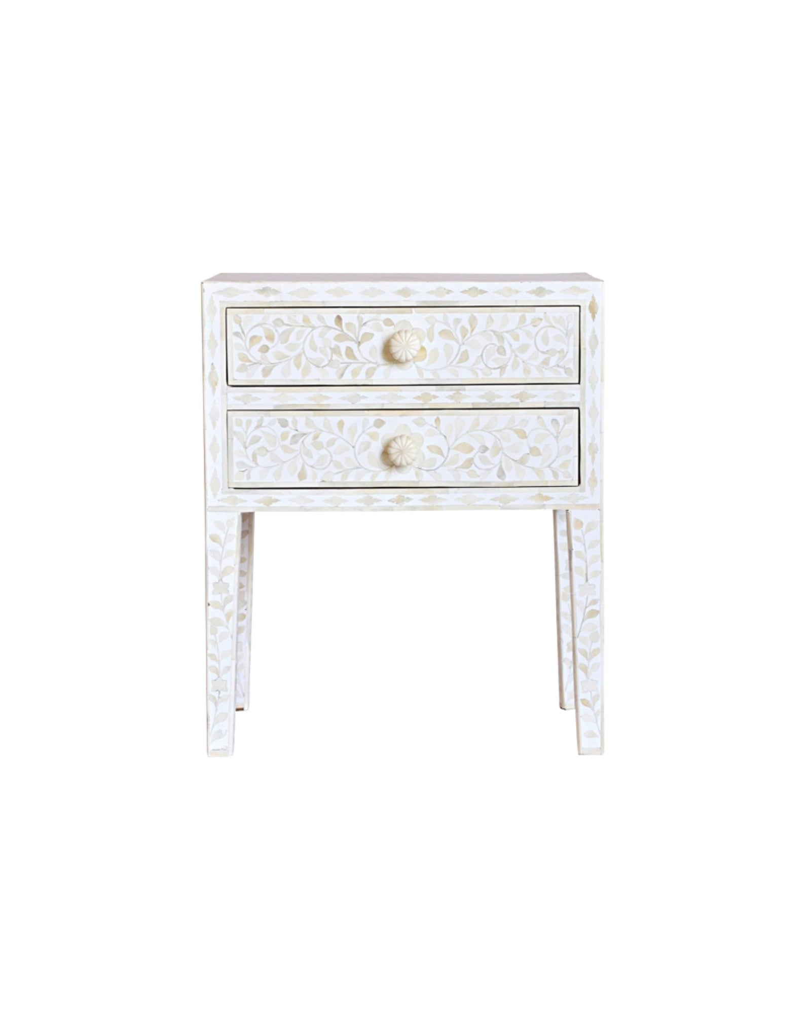 Jade Side Drawer - White Bone Inlay - Tabeer Homes