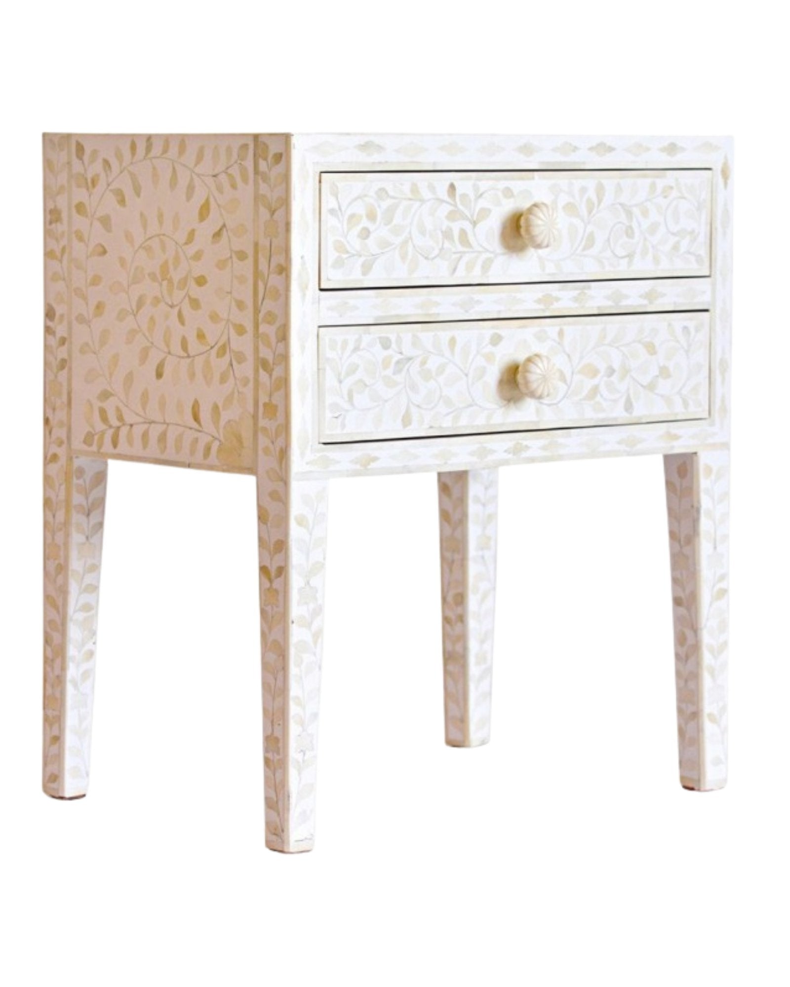 Jade Side Drawer - White Bone Inlay - Tabeer Homes