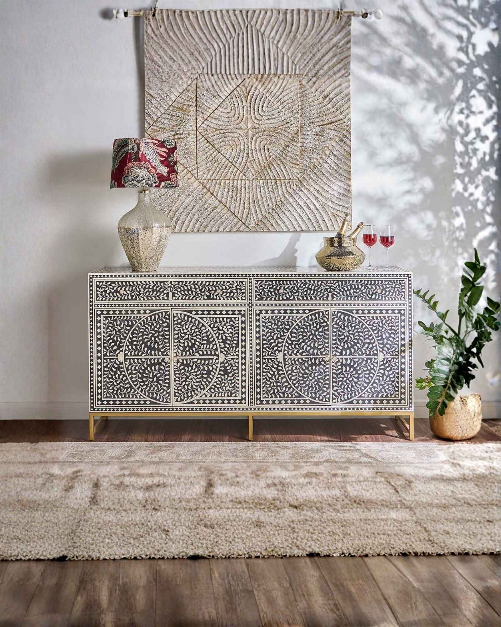 Jade Sideboard Buffet - Black Bone Inlay - Tabeer Homes