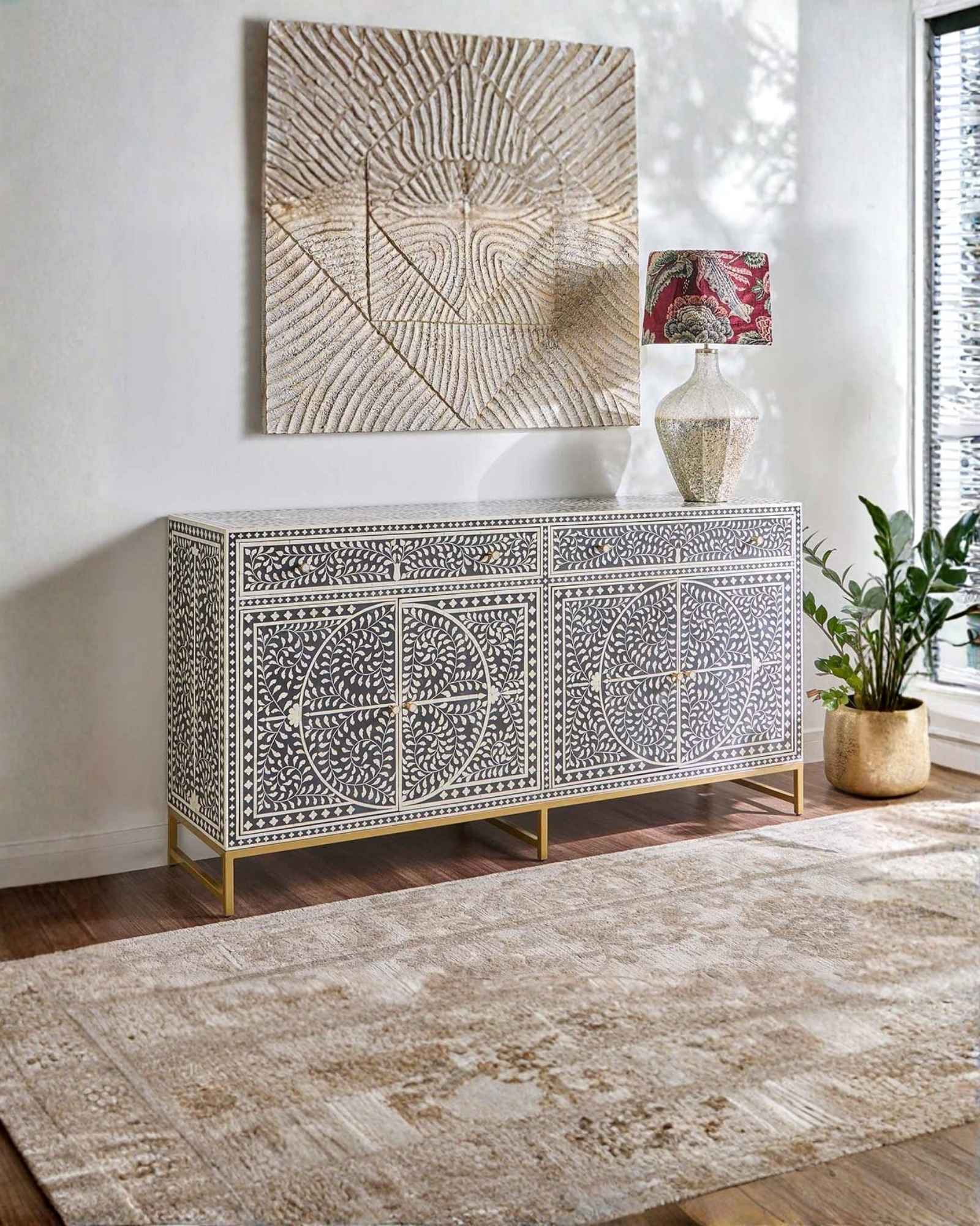 Jade Sideboard Buffet - Black Bone Inlay - Tabeer Homes