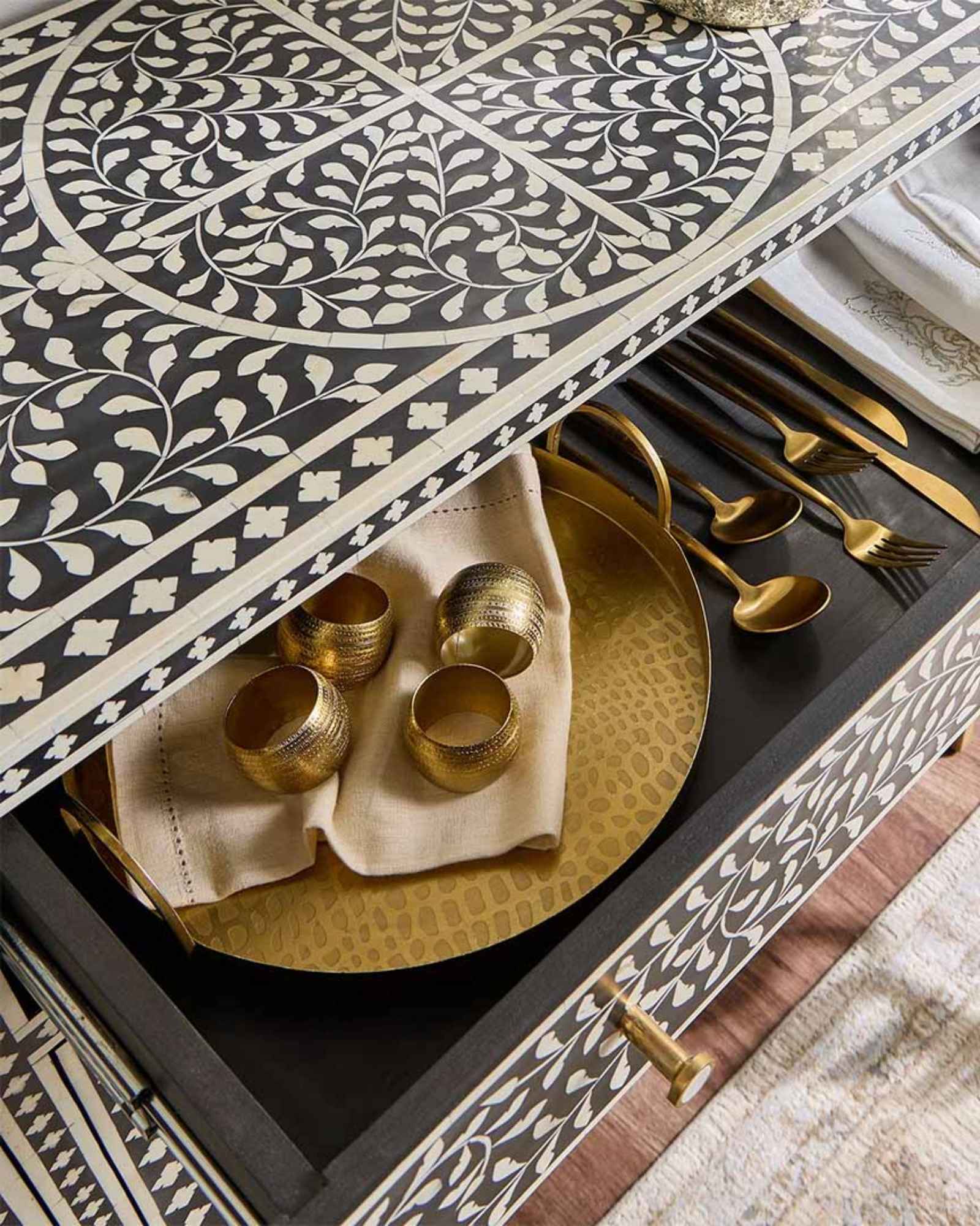 Jade Sideboard Buffet - Black Bone Inlay - Tabeer Homes