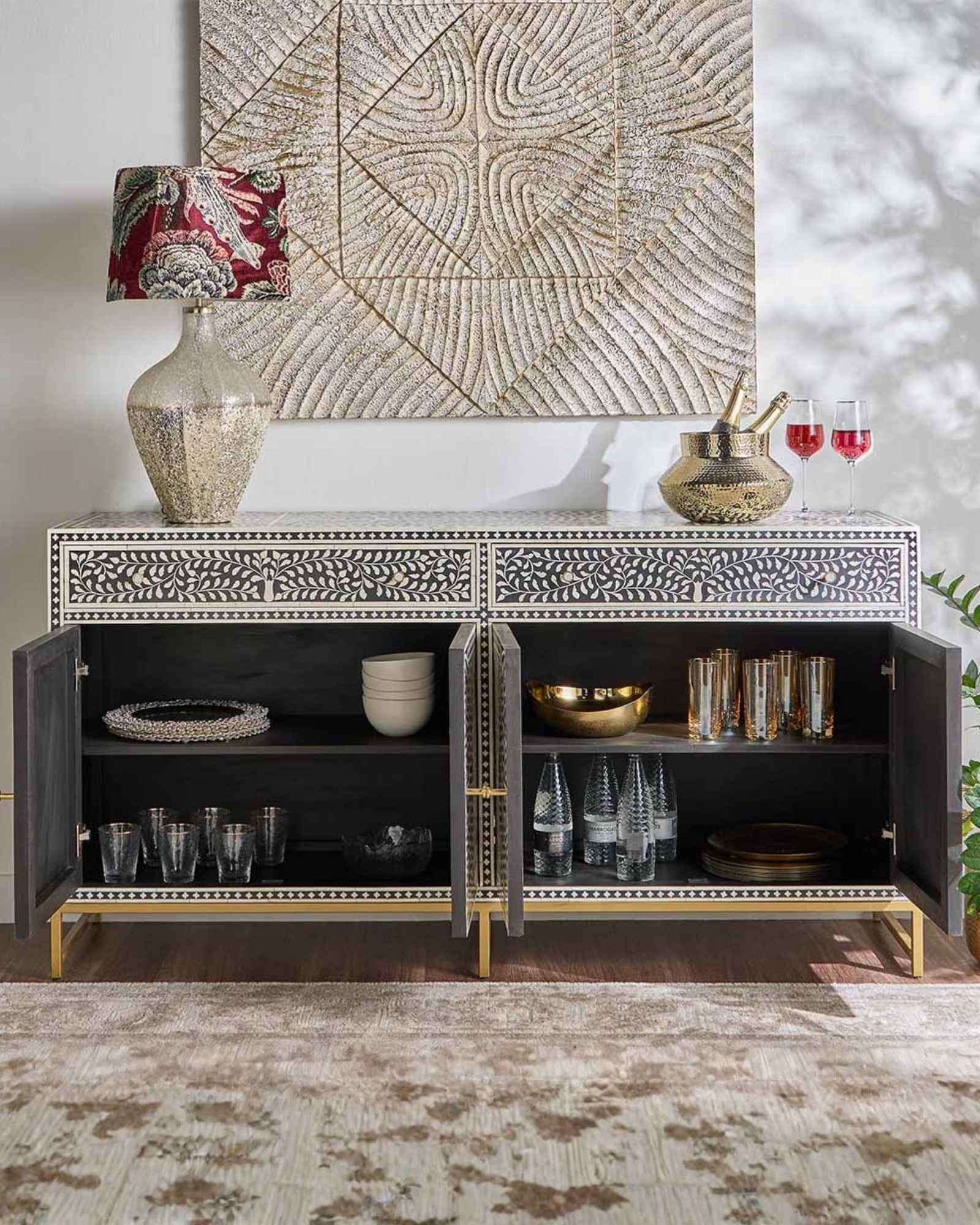Jade Sideboard Buffet - Black Bone Inlay - Tabeer Homes