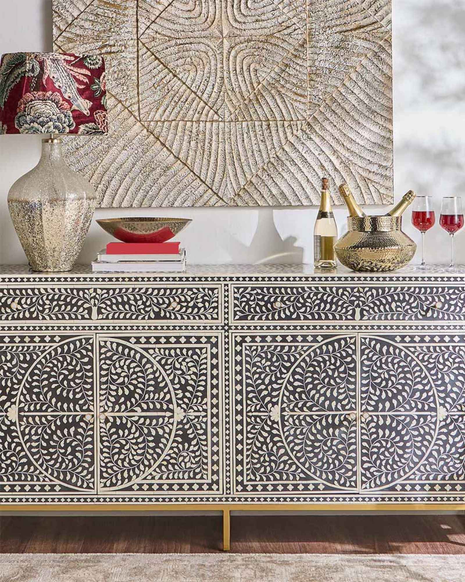 Jade Sideboard Buffet - Black Bone Inlay - Tabeer Homes