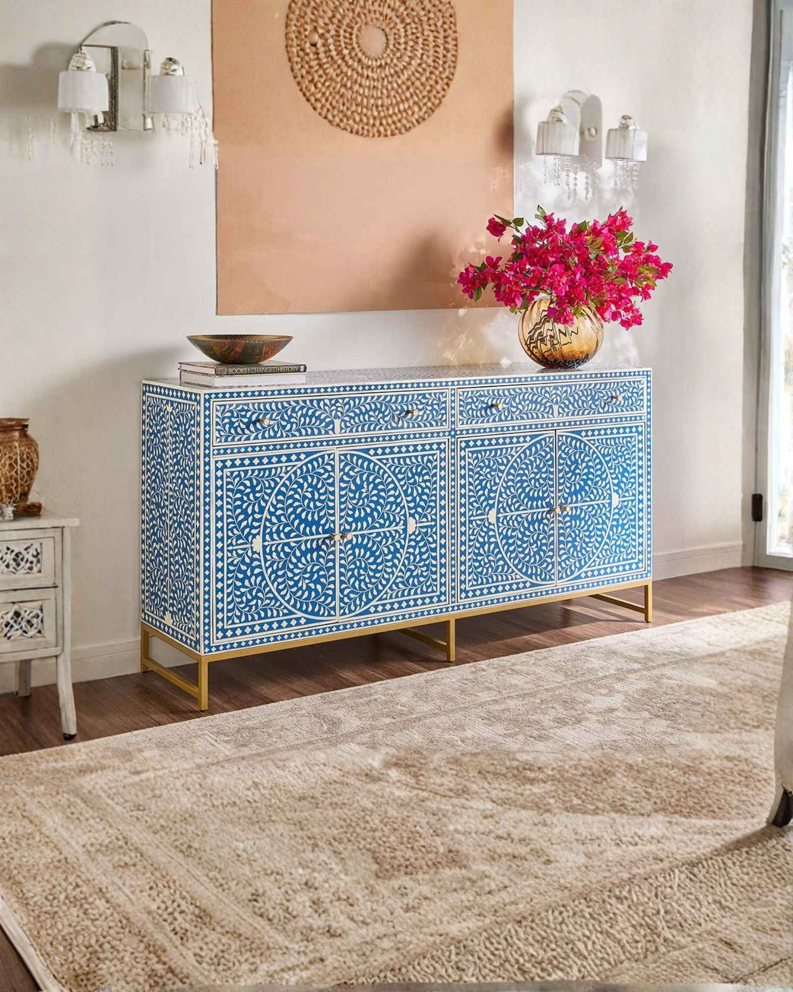 Jade Sideboard Buffet - Blue Bone Inlay - Tabeer Homes