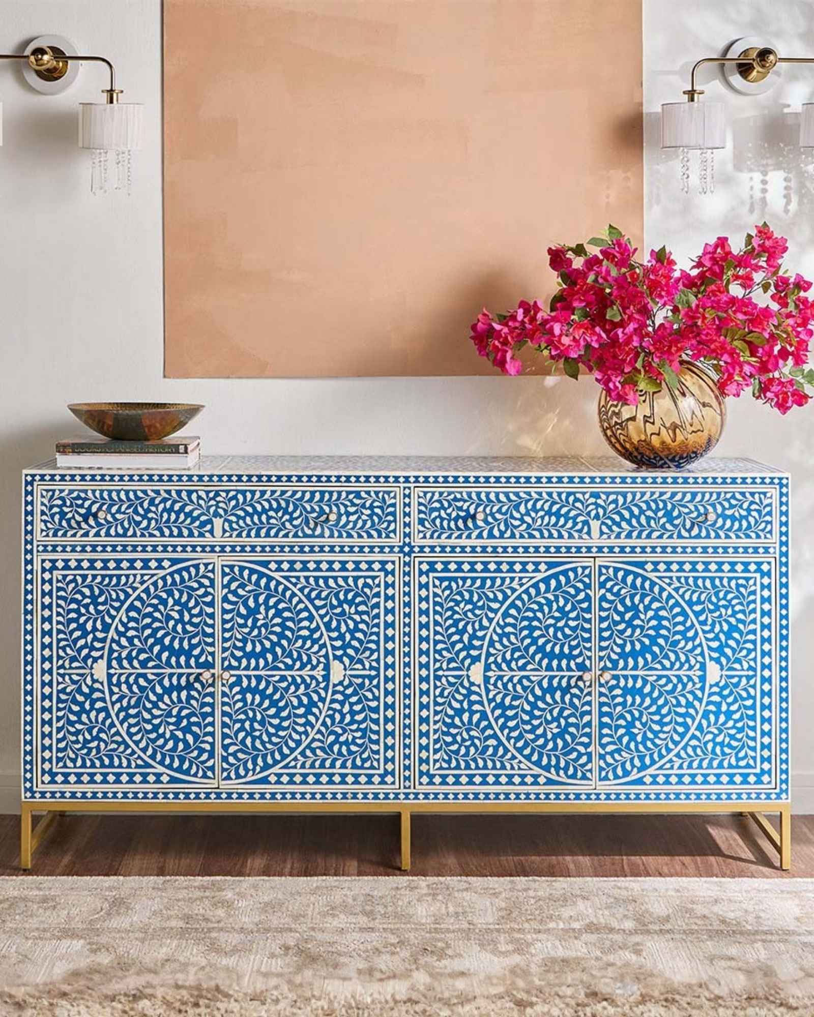 Jade Sideboard Buffet - Blue Bone Inlay - Tabeer Homes