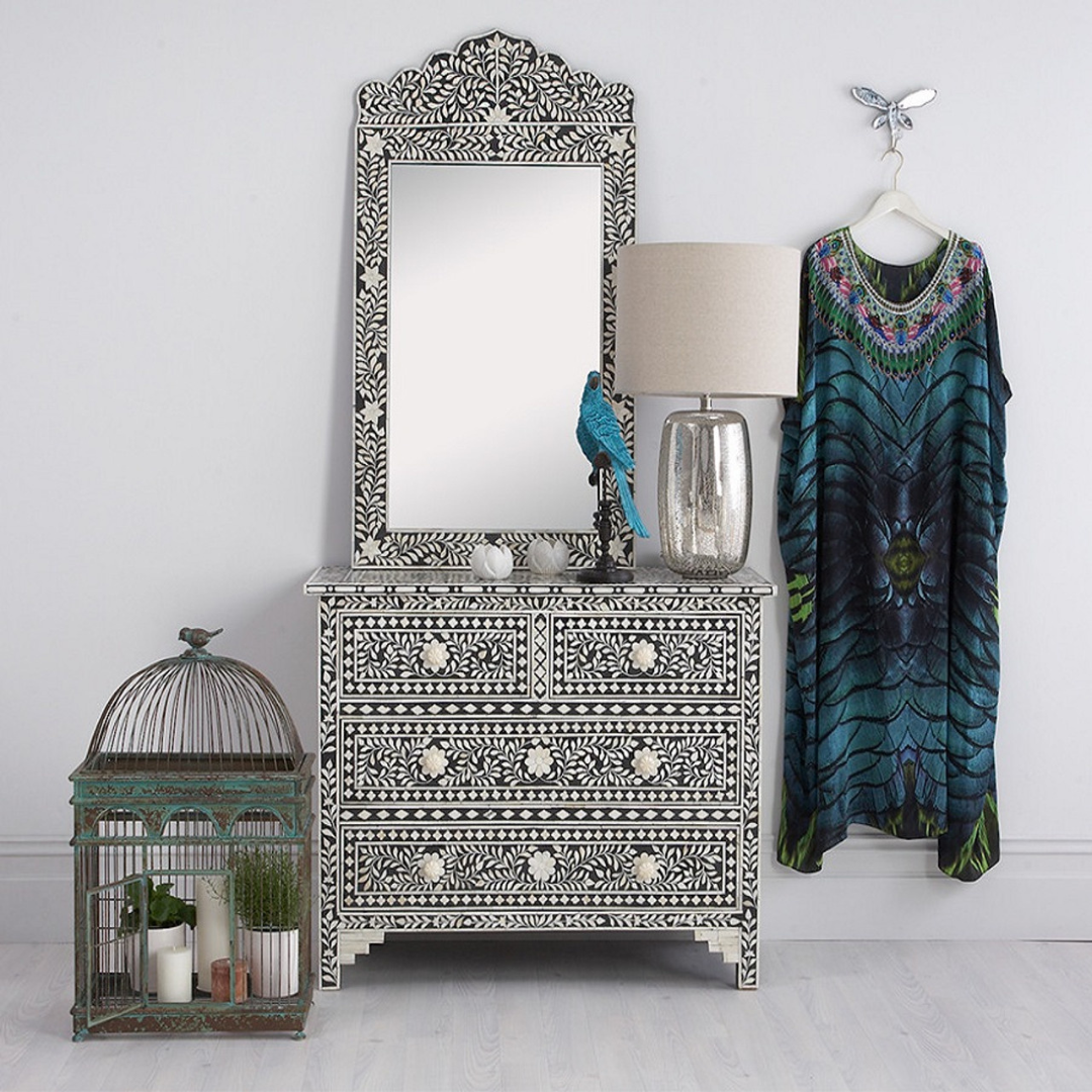 Jade Chest of Drawers - Black Bone Inlay - Tabeer Homes