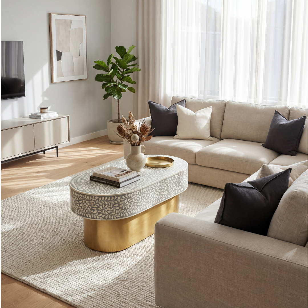 Jade Coffee Table - Grey Bone Inlay