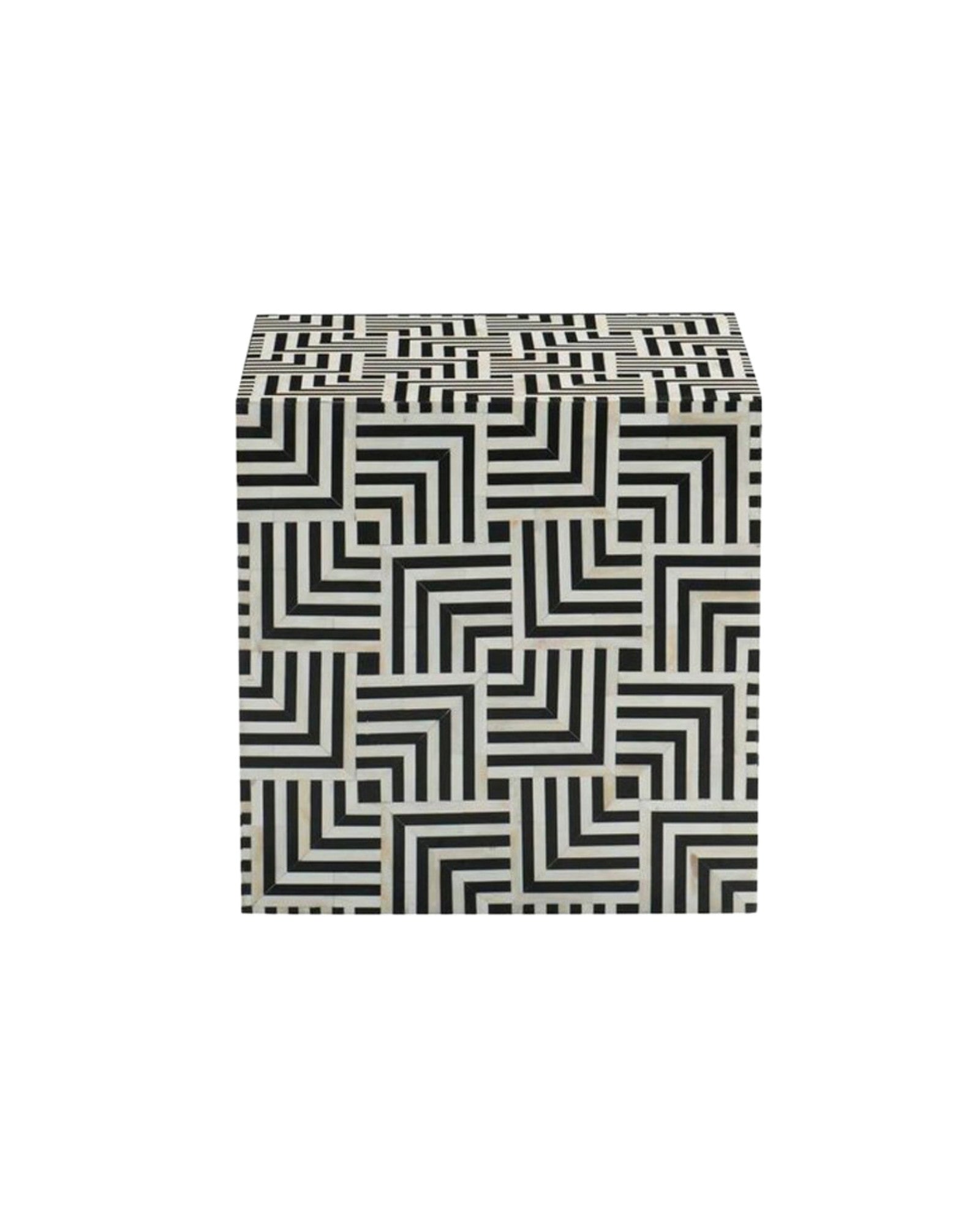 Kavi Side Table - Black & White Bone Inlay - Tabeer Homes