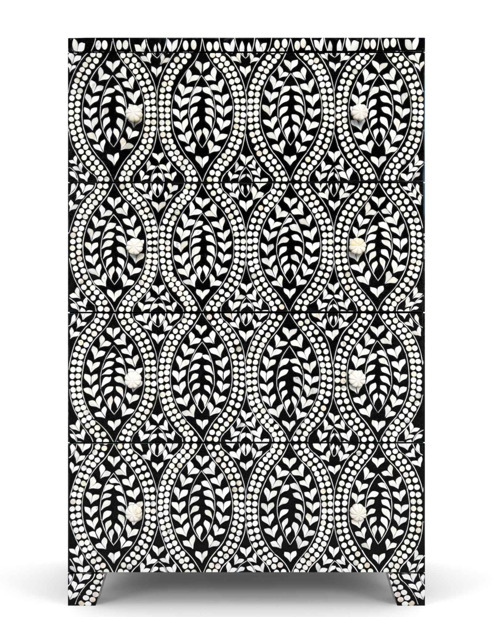 Kotor Chest of Drawers - Black & White Bone Inlay - Tabeer Homes