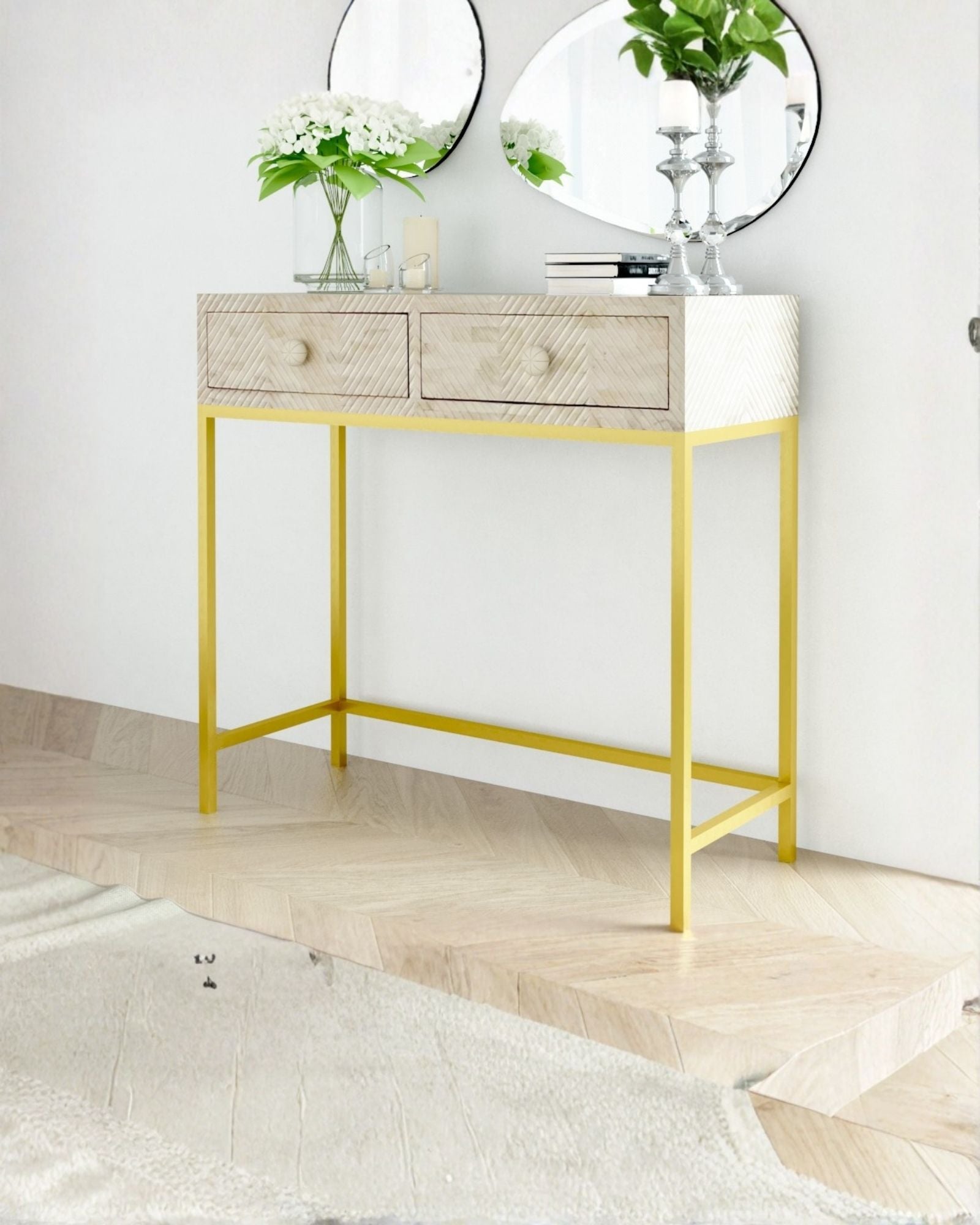 Lasvit Mini Dresser Console - Bone Carved - Tabeer Homes