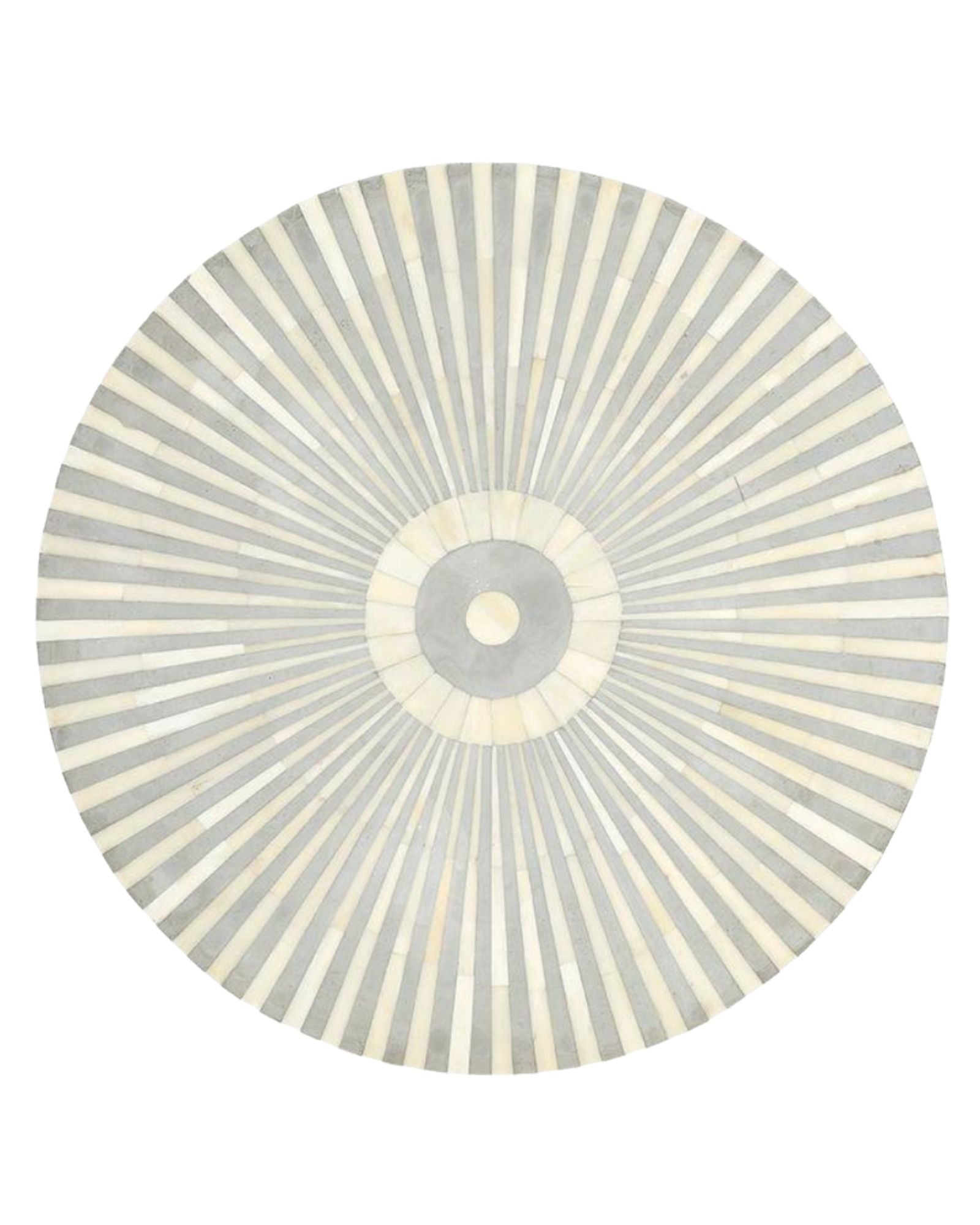 Handcrafted grey bone inlay side table with a striped pattern, adding elegance and style to any living space. Unique artisanal design.
