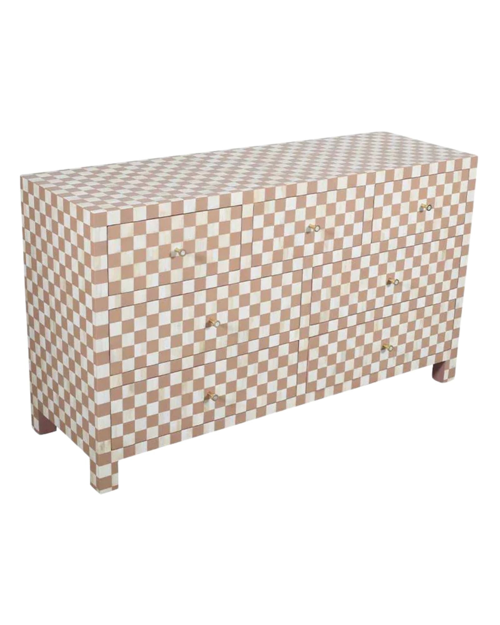 Maze Chest of Drawers - Brown Bone Inlay - Tabeer Homes