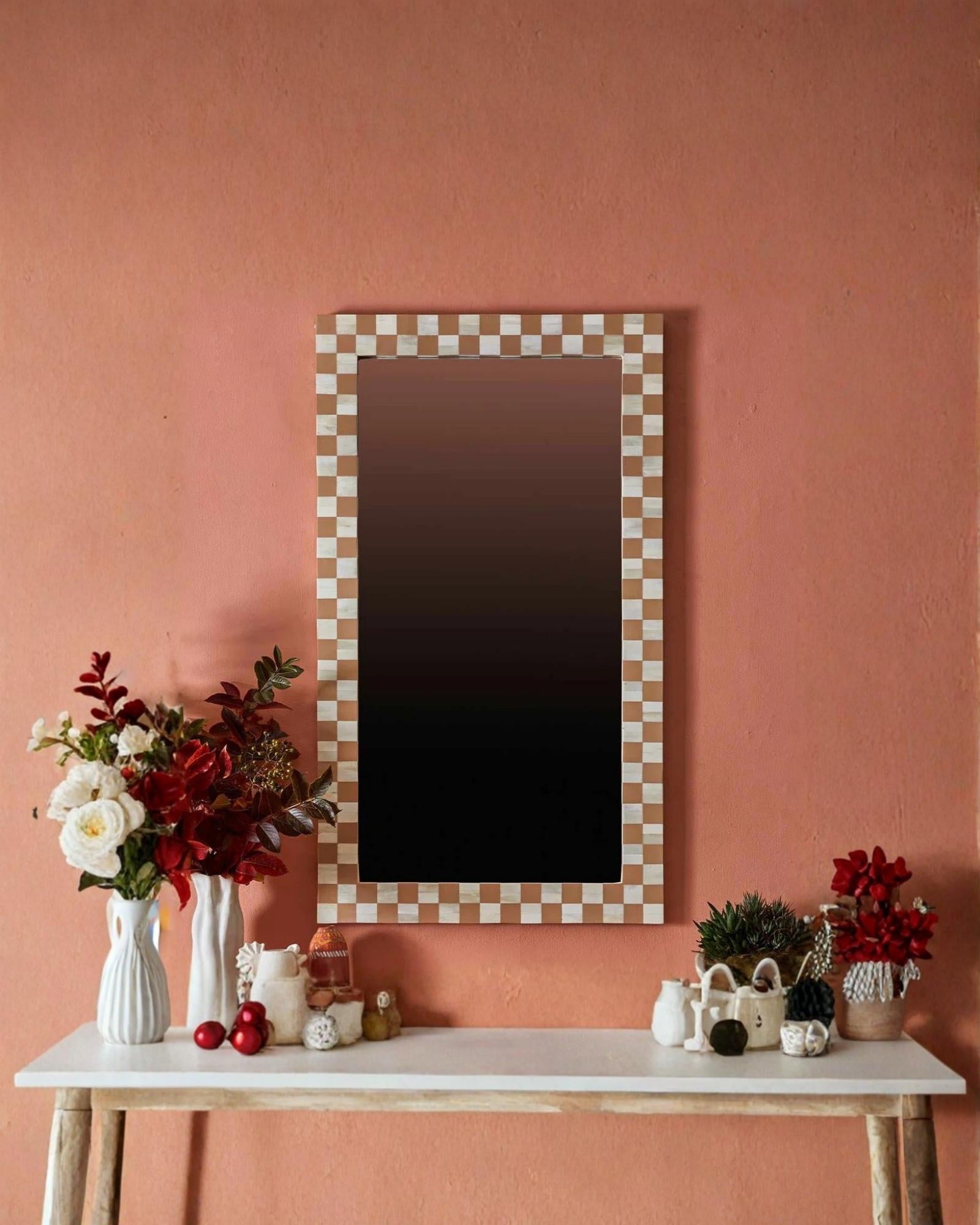 Maze Mirror - Brown Bone Inlay - Tabeer Homes