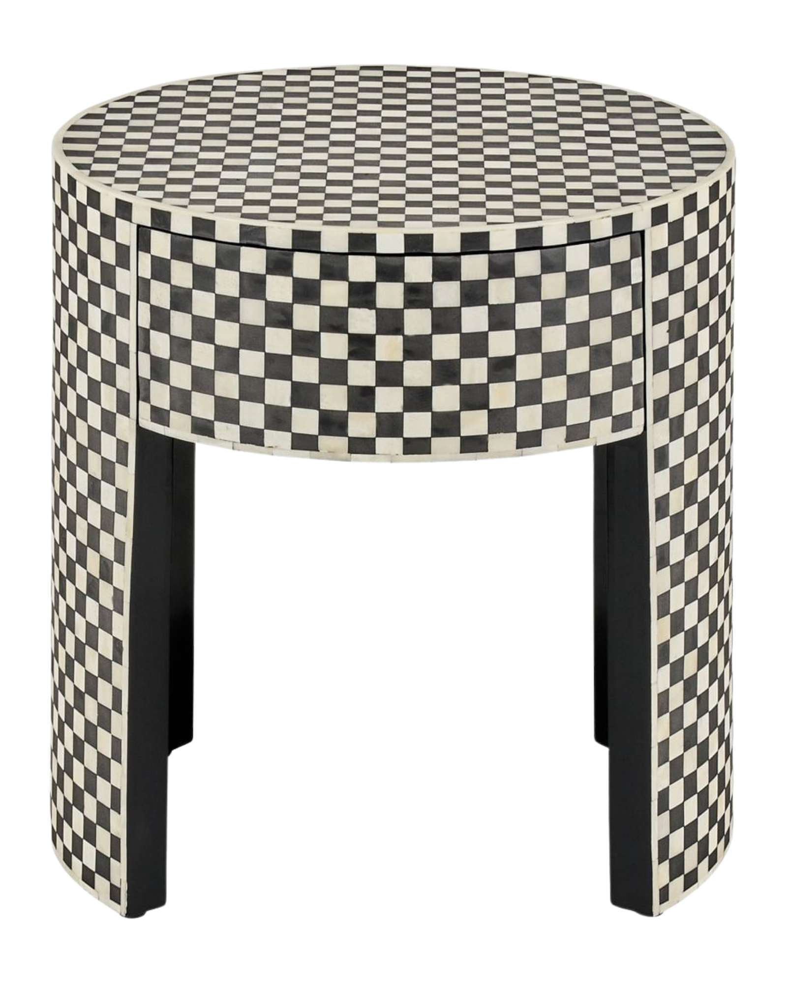 Maze Side Drawer in Black and White Bone Inlay by Tabeer Homes
